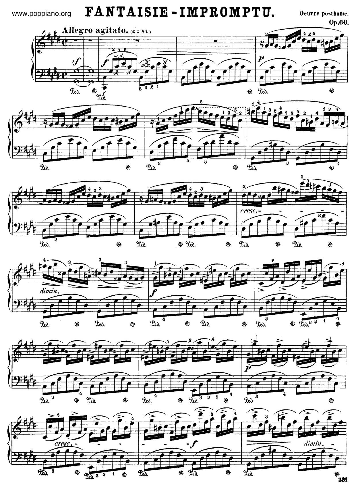 Fantasie Impromptu Op. 66 即興幻想曲 Score