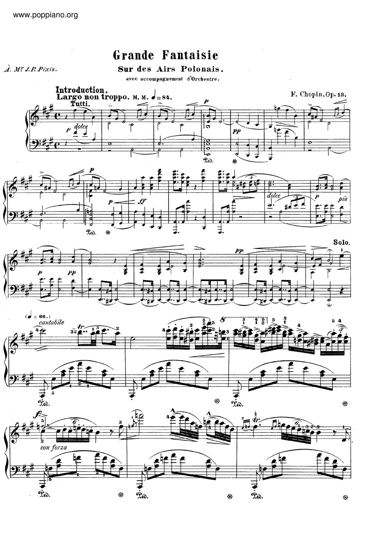 Grande Fantaisie Sur Des Airs Polonais, Op. 13琴譜
