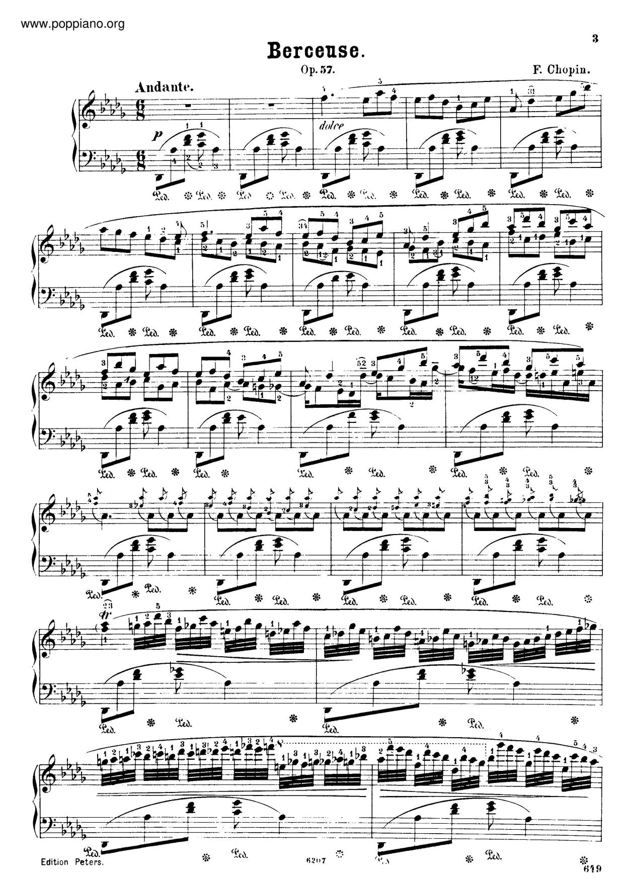 Berceuse, Op. 57 Score