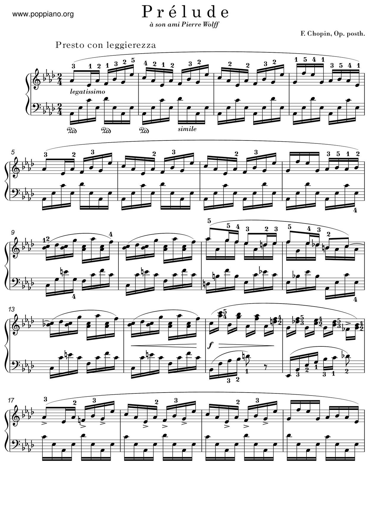 Prelude In A-Flat Major, B. 86 Score