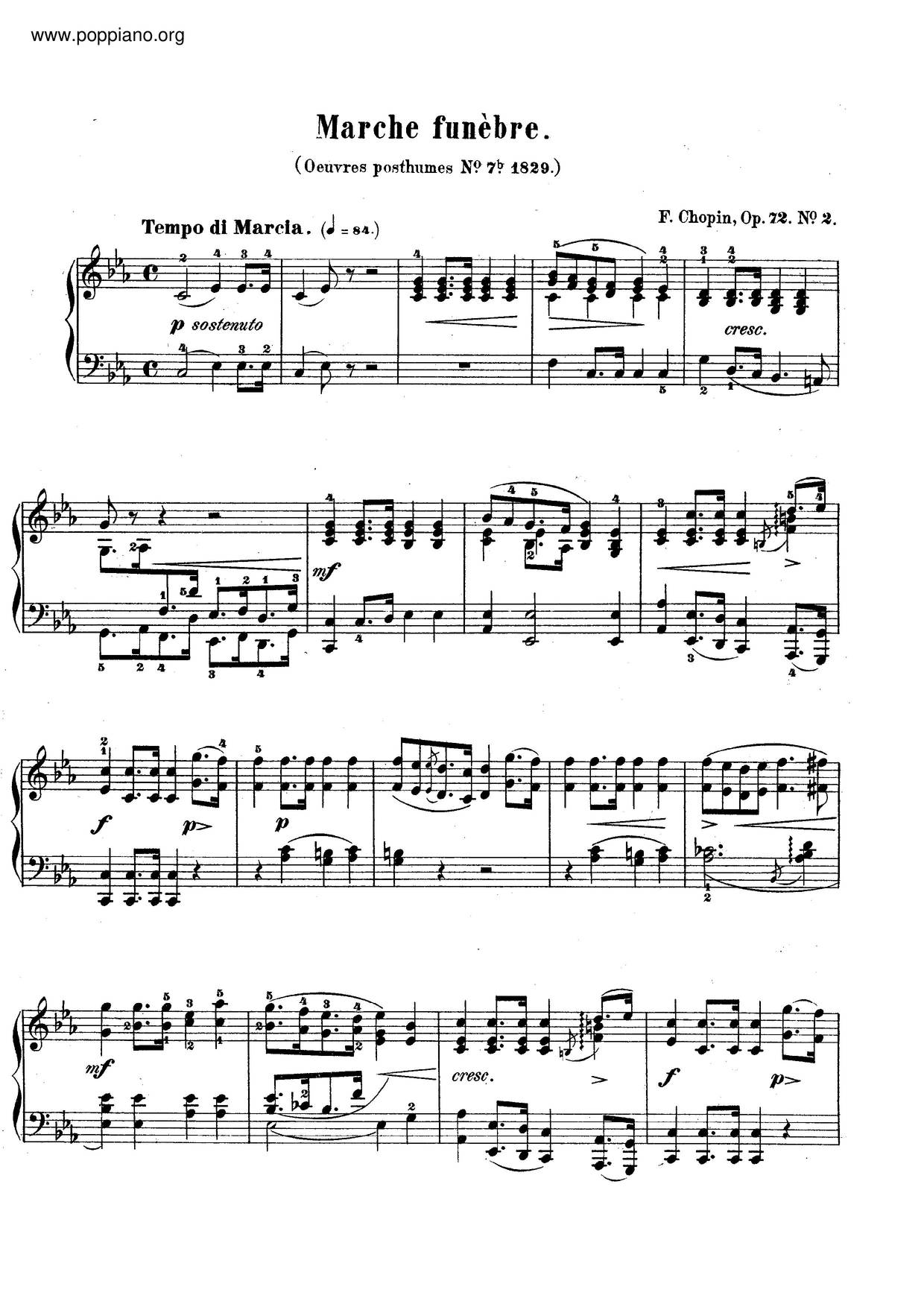 Funeral March In C Minor, Op. Posth. 72 No. 2 Score