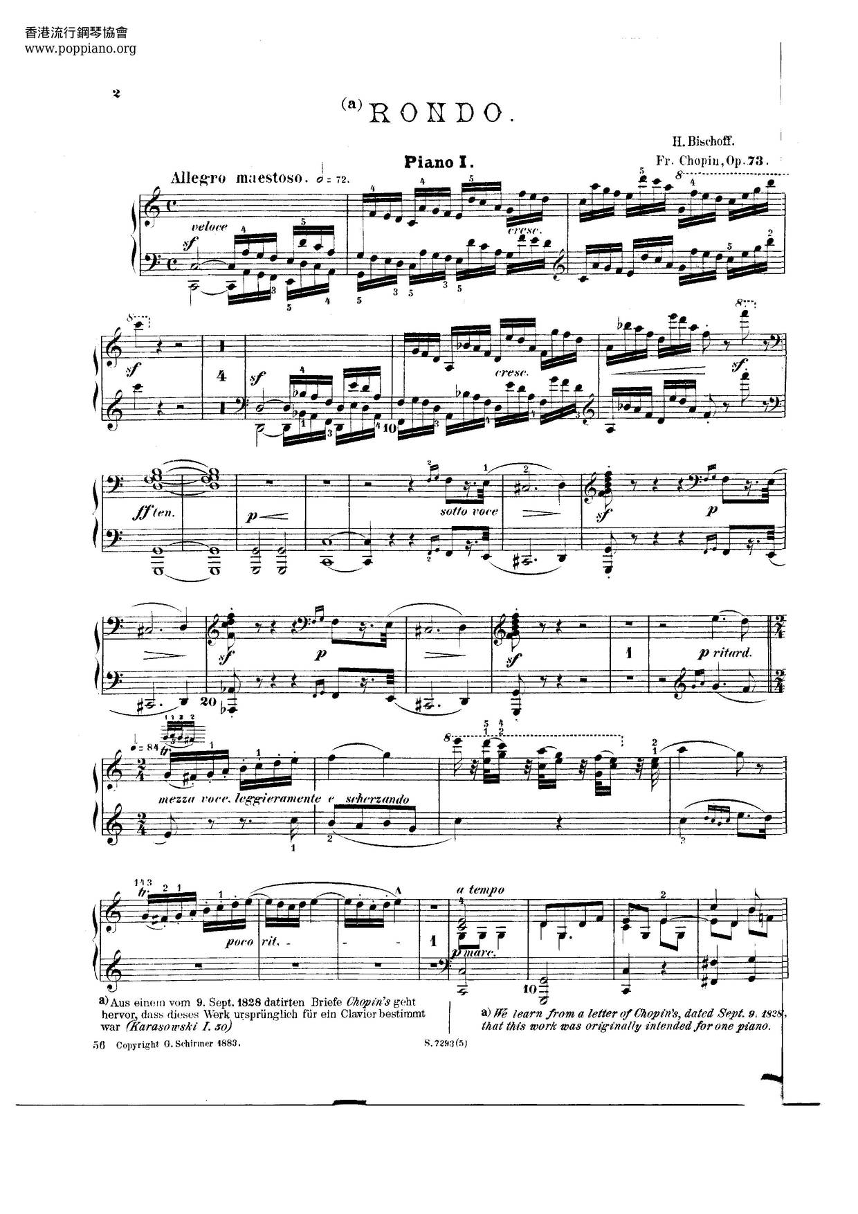 Rondo In C Major, Op. 73 Score