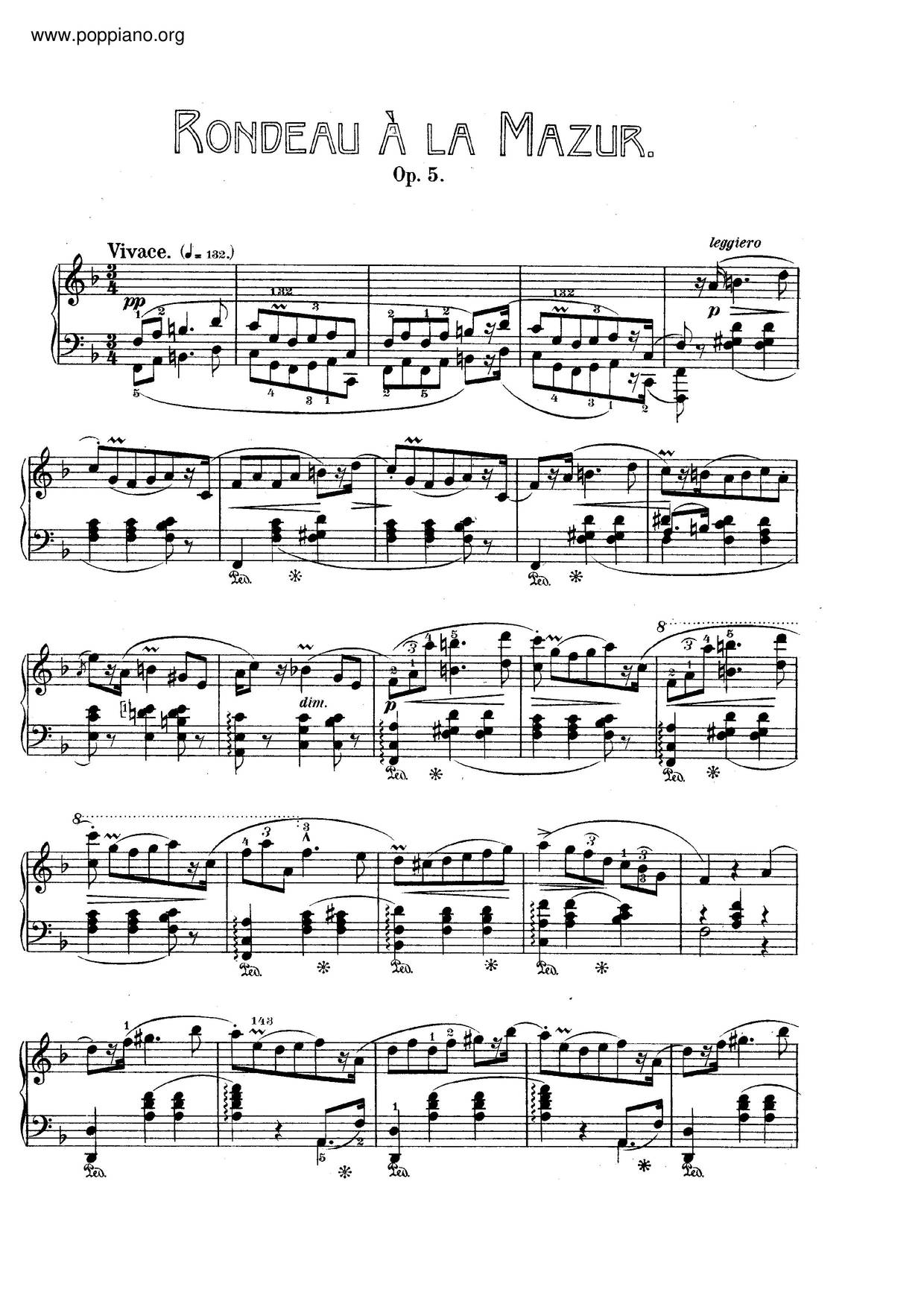 The Rondo À La Mazur In F Major, Op. 5琴譜