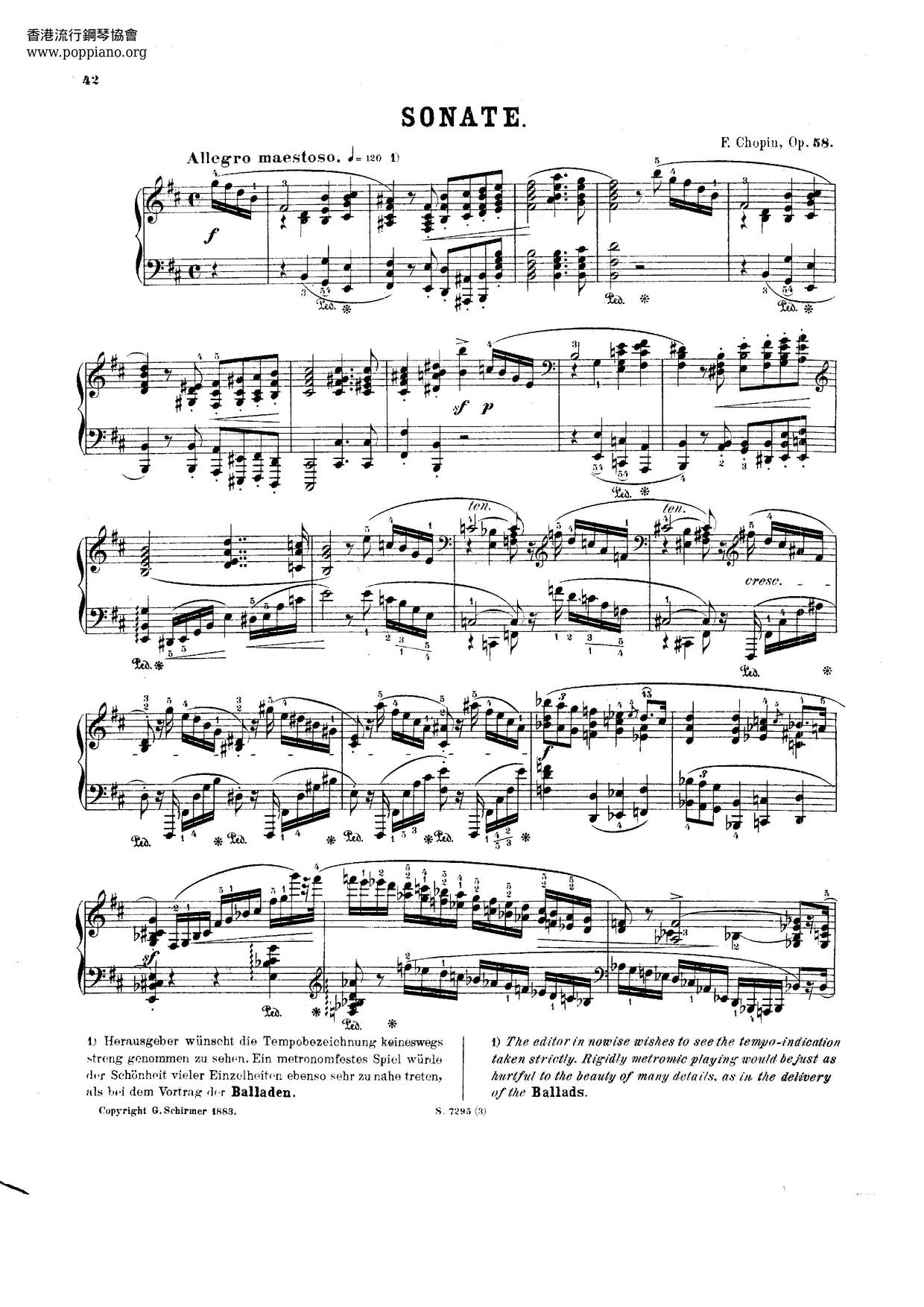Piano Sonata No. 3 In B Minor, Op. 58琴譜
