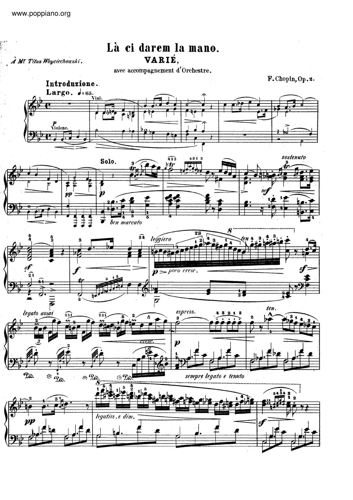 Variations On 'La Ci Darem La Mano', Op. 2 Score
