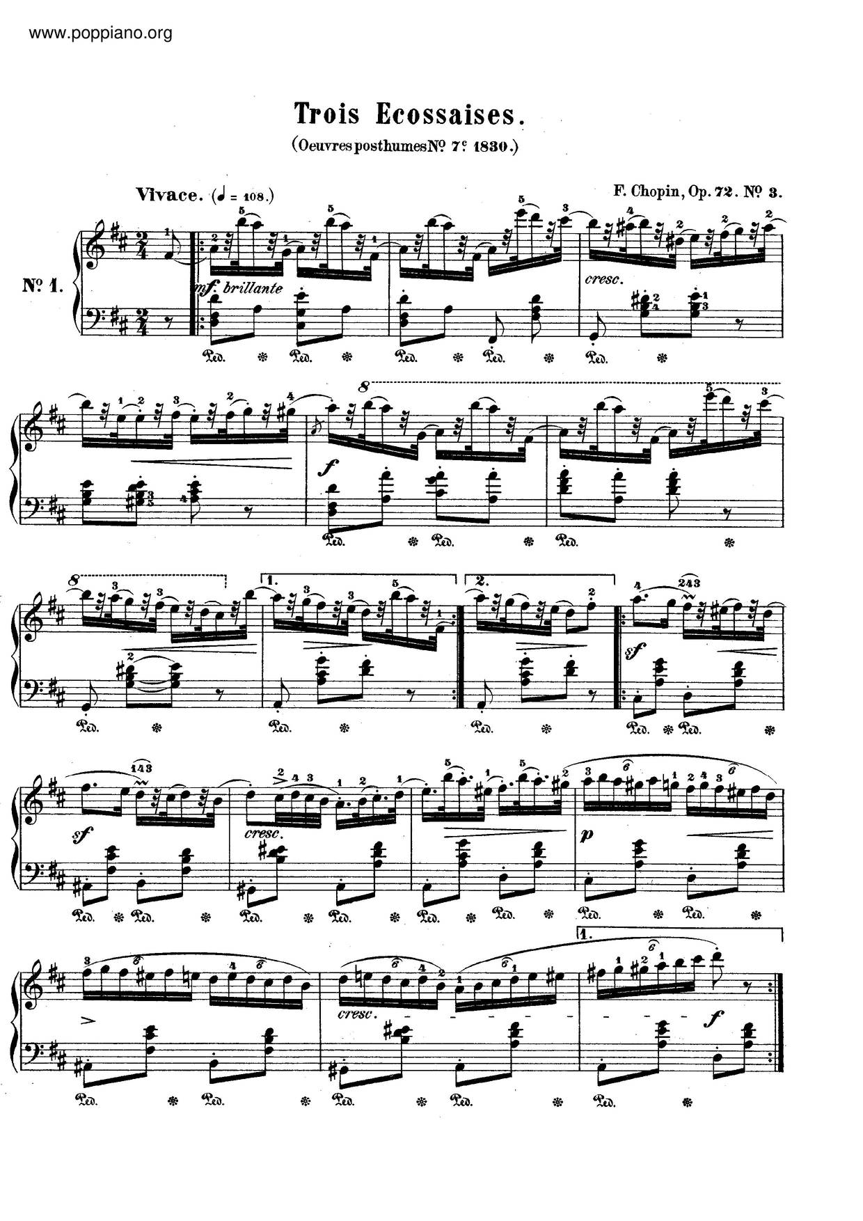 3 Ecossaises, Op. 72 No. 3ピアノ譜