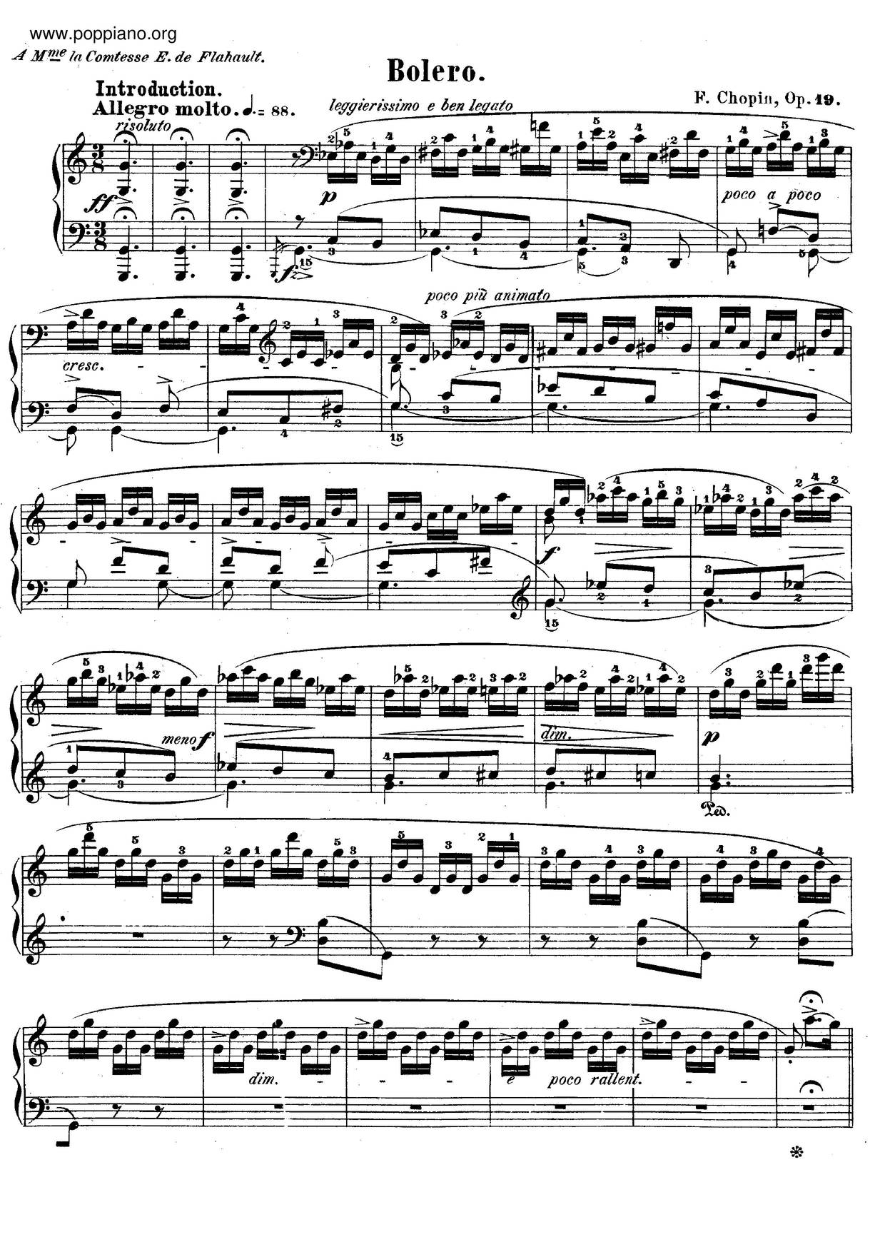 Bolero, Op. 19ピアノ譜