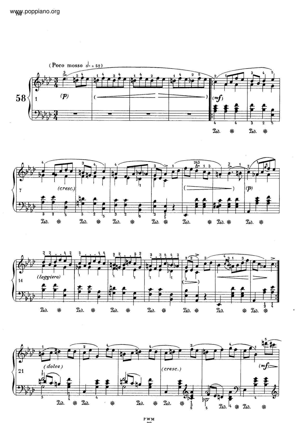 Mazurka In A-Flat Major, B. 85 Score