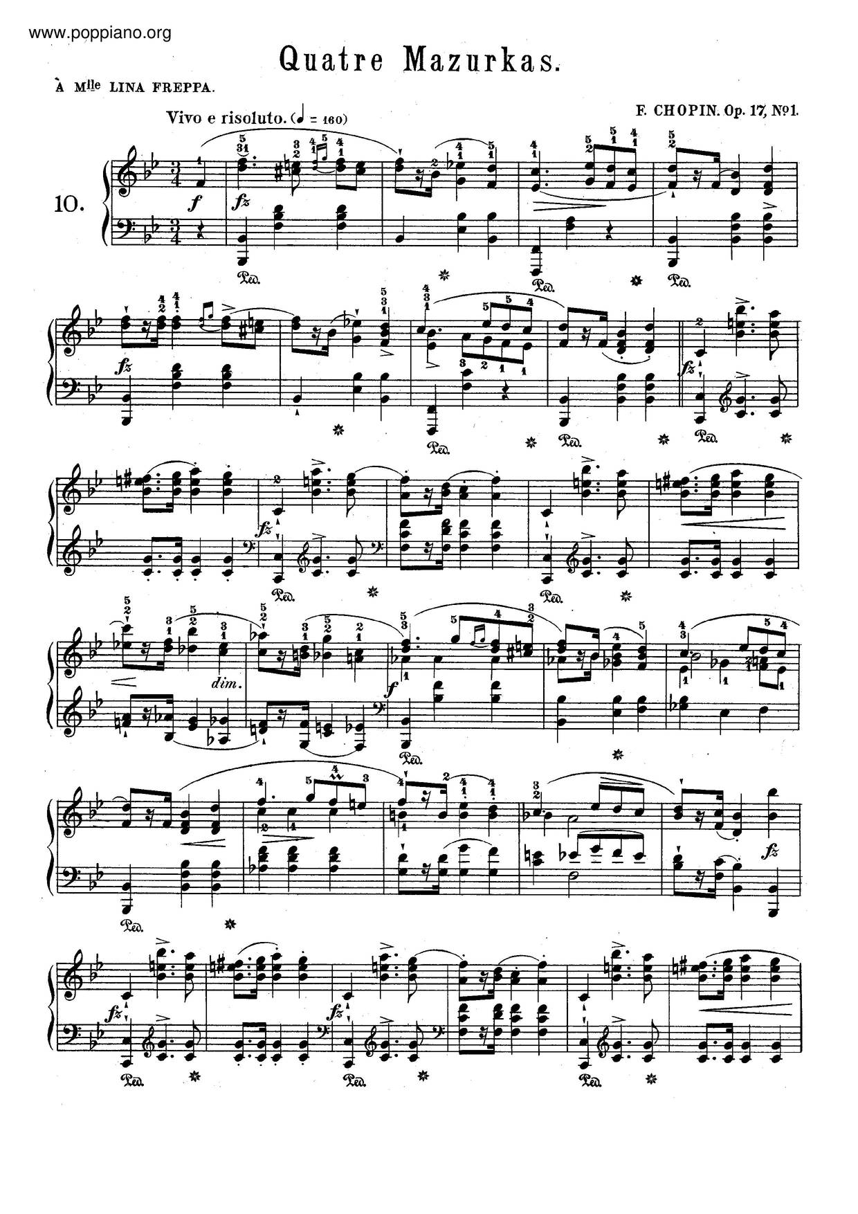 Mazurkas, Op. 17琴譜