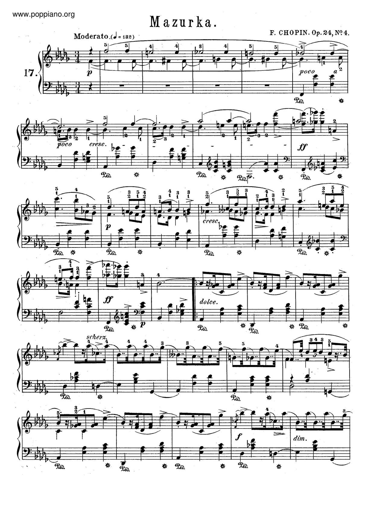 Mazurkas, Op. 24琴谱