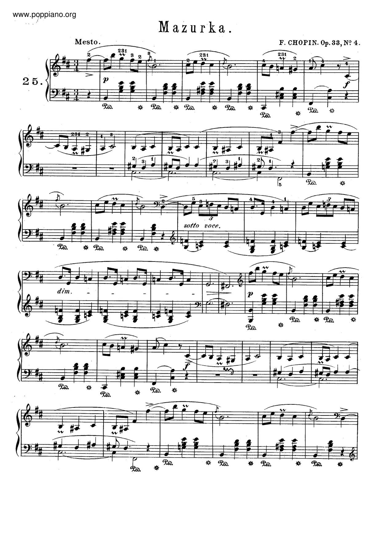Mazurkas, Op. 33ピアノ譜
