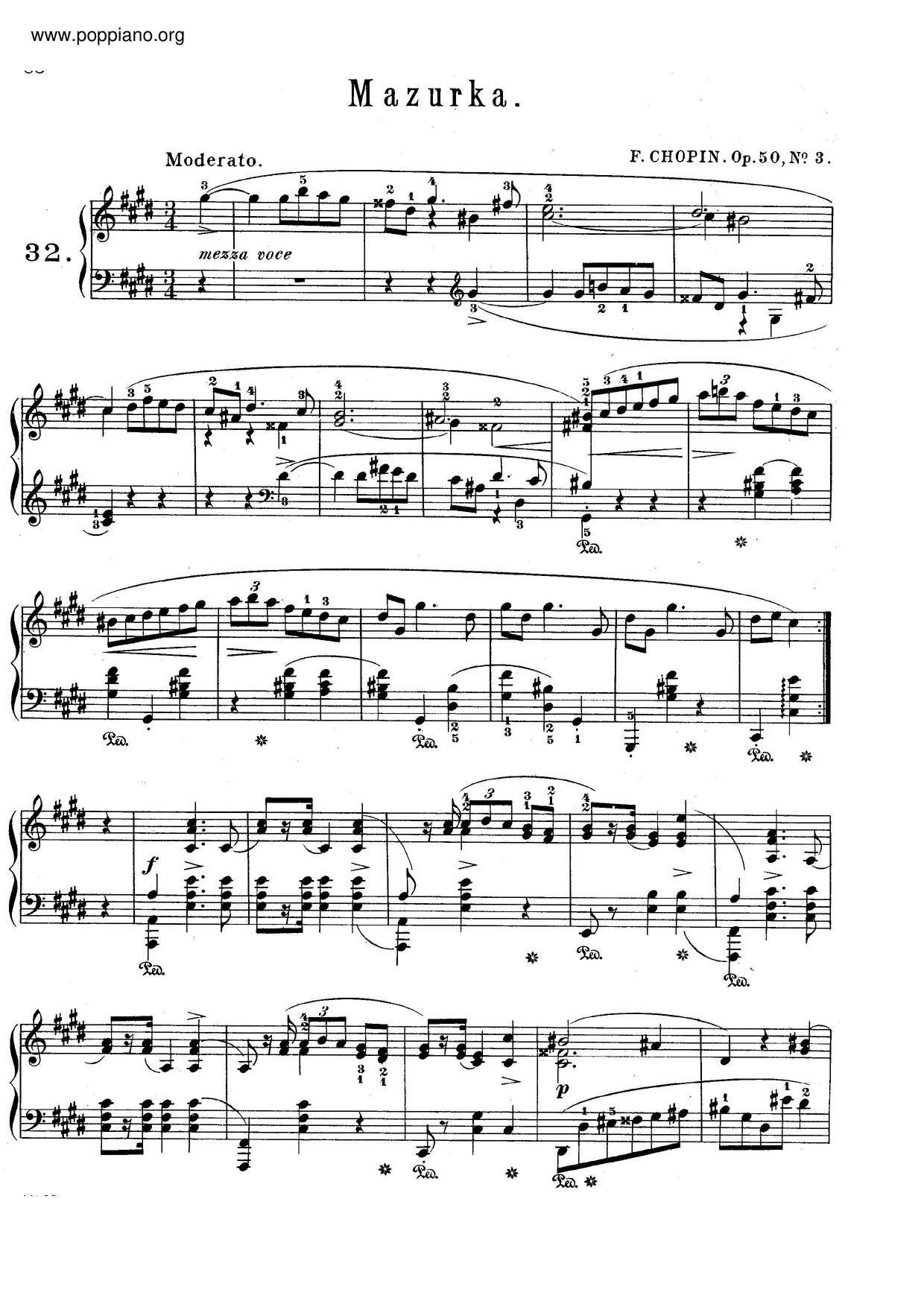 Mazurkas, Op. 50琴谱
