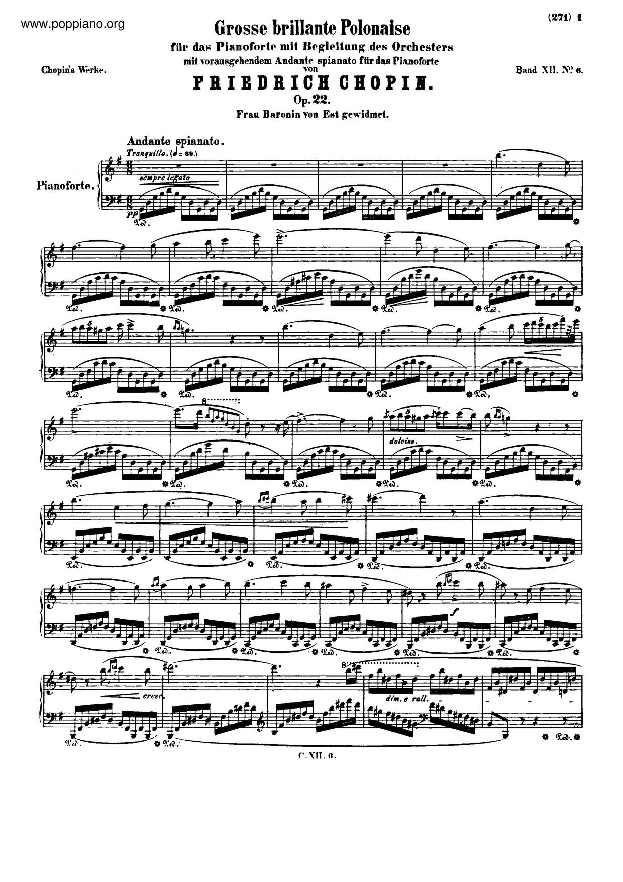 Andante Spianato And Grande Polonaise Brillante, Op. 22 Score