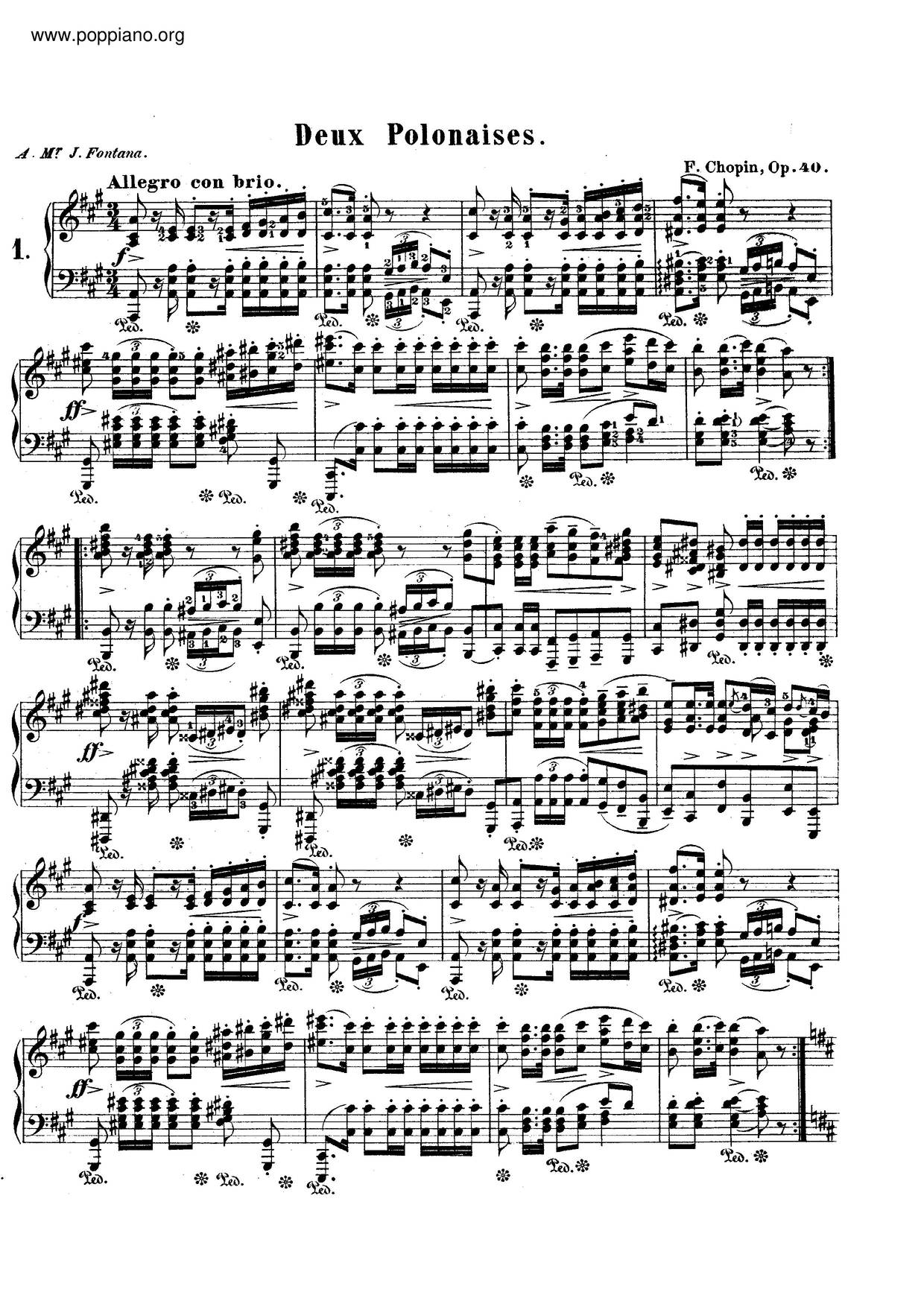 Polonaise No. 1 In A Major 'Military', Op. 40ピアノ譜