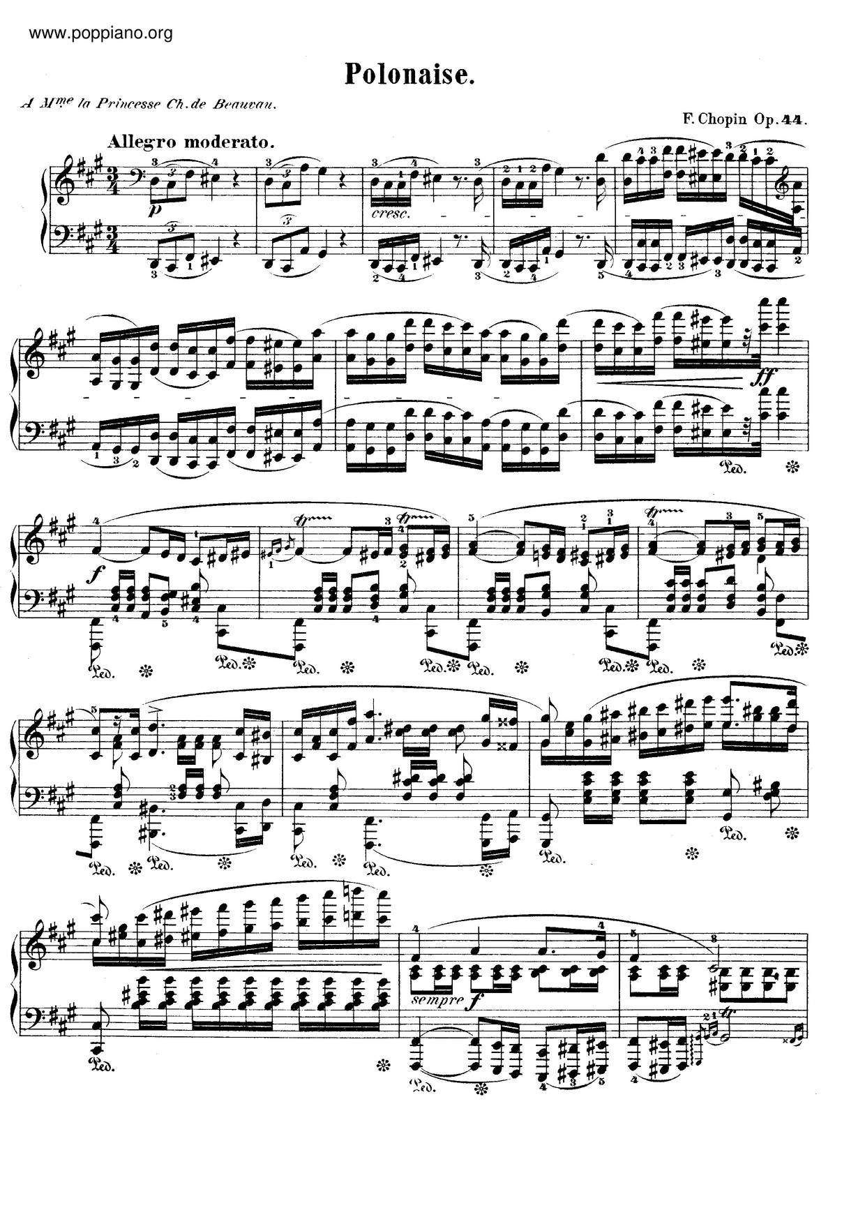 Polonaise In F-Sharp Minor, Op. 44琴譜