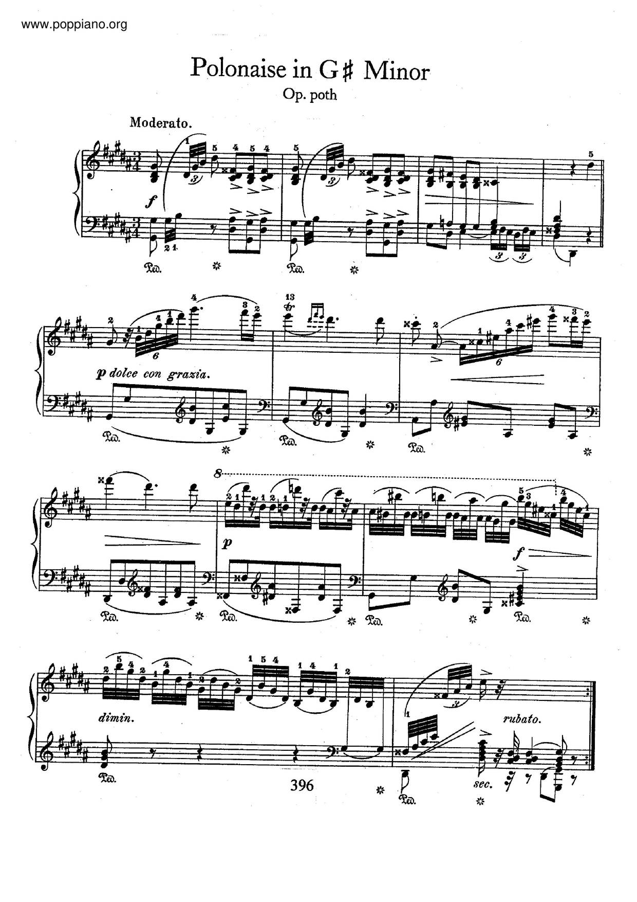 Polonaise In G-Sharp Minor, B. 6ピアノ譜