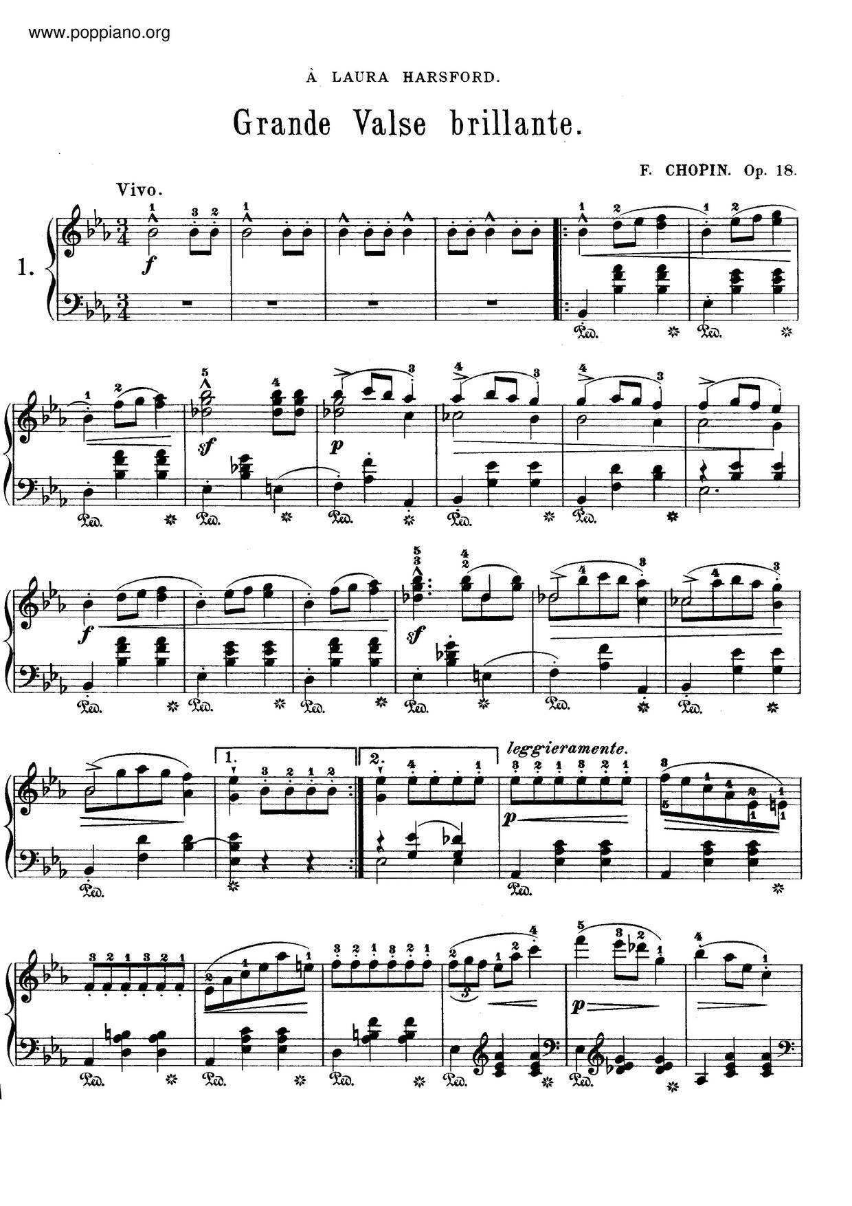 Grande Valse Brillante In E-Flat Major, Op. 18琴谱