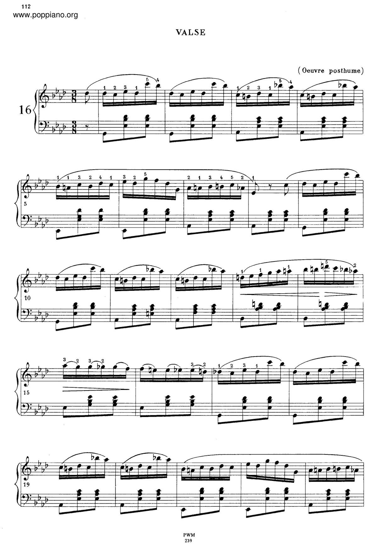 Waltz In A-Flat Major, B. 21ピアノ譜