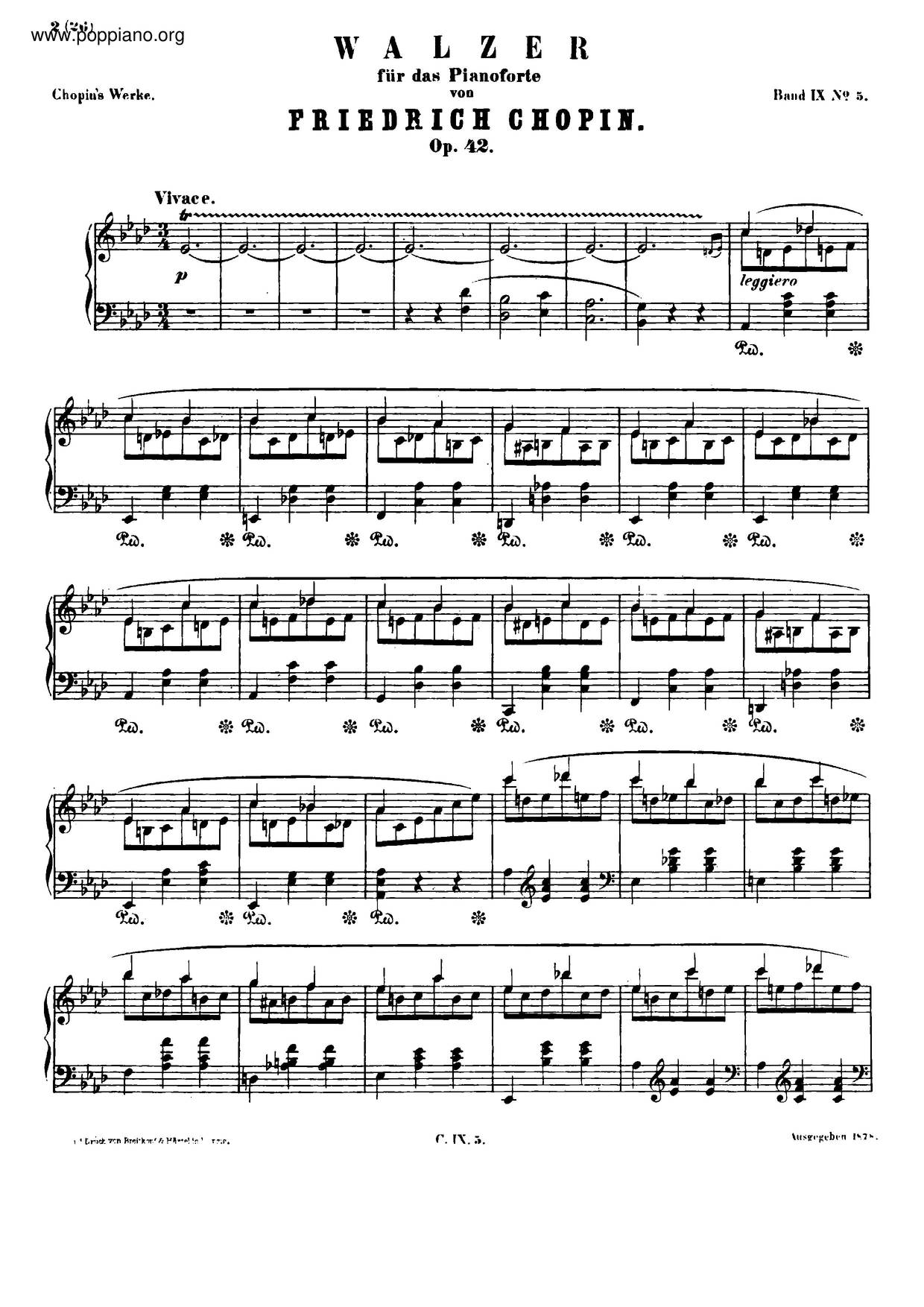 Waltz In A-Flat Major, Op. 42 Score