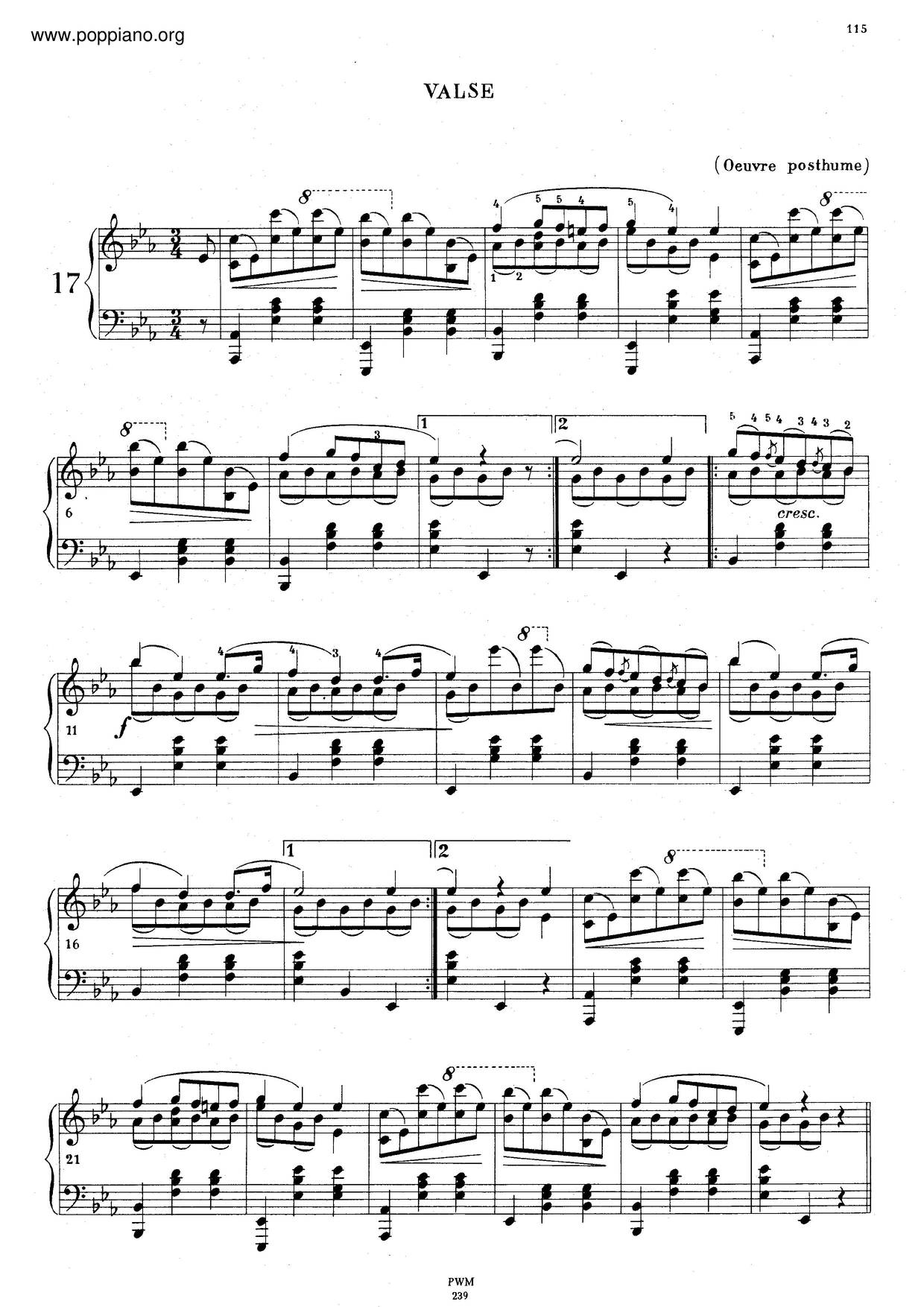 Waltz In E-Flat Major, B. 46琴譜