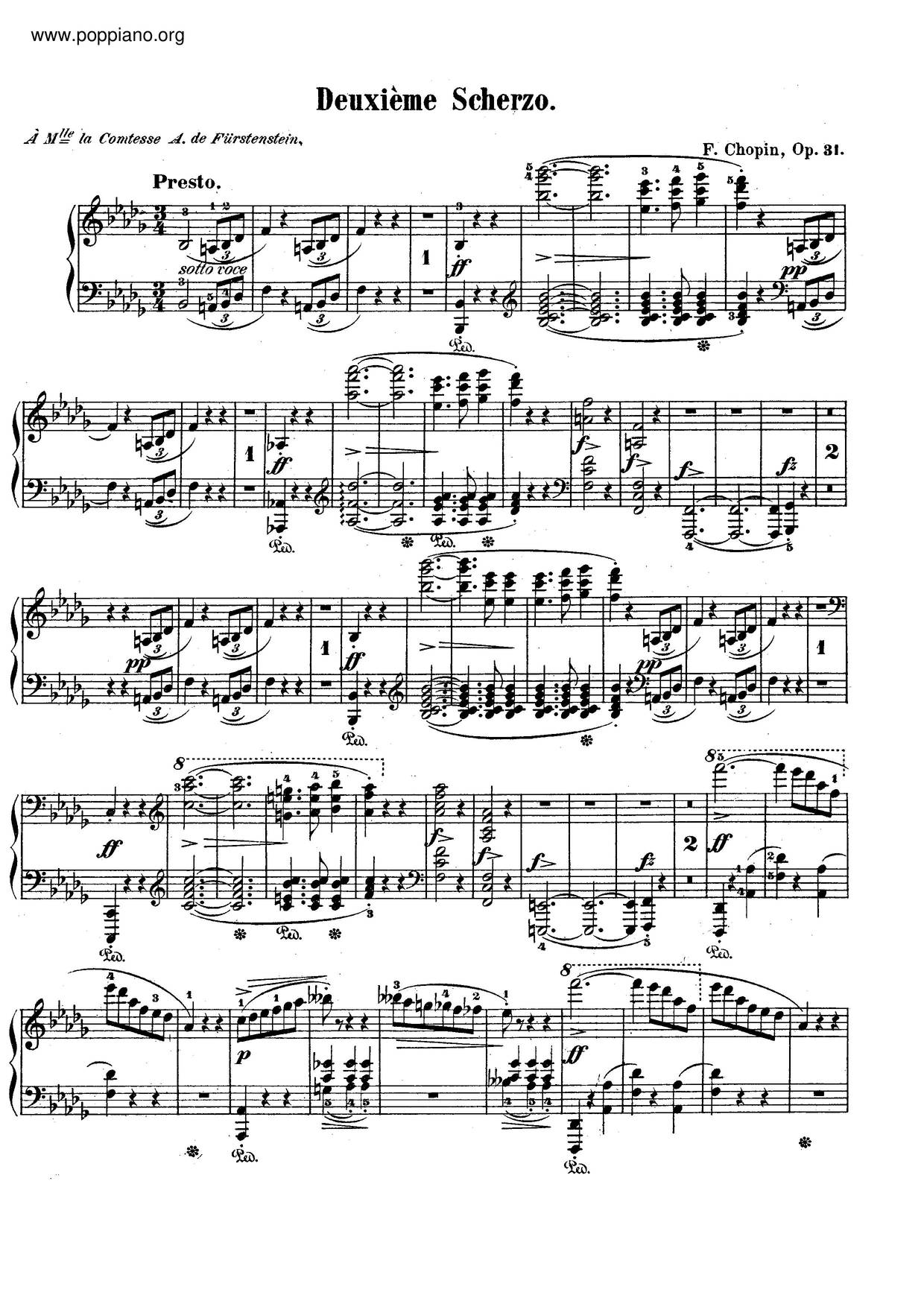 Scherzo No. 2 In B-Flat Minor, Op. 31琴谱