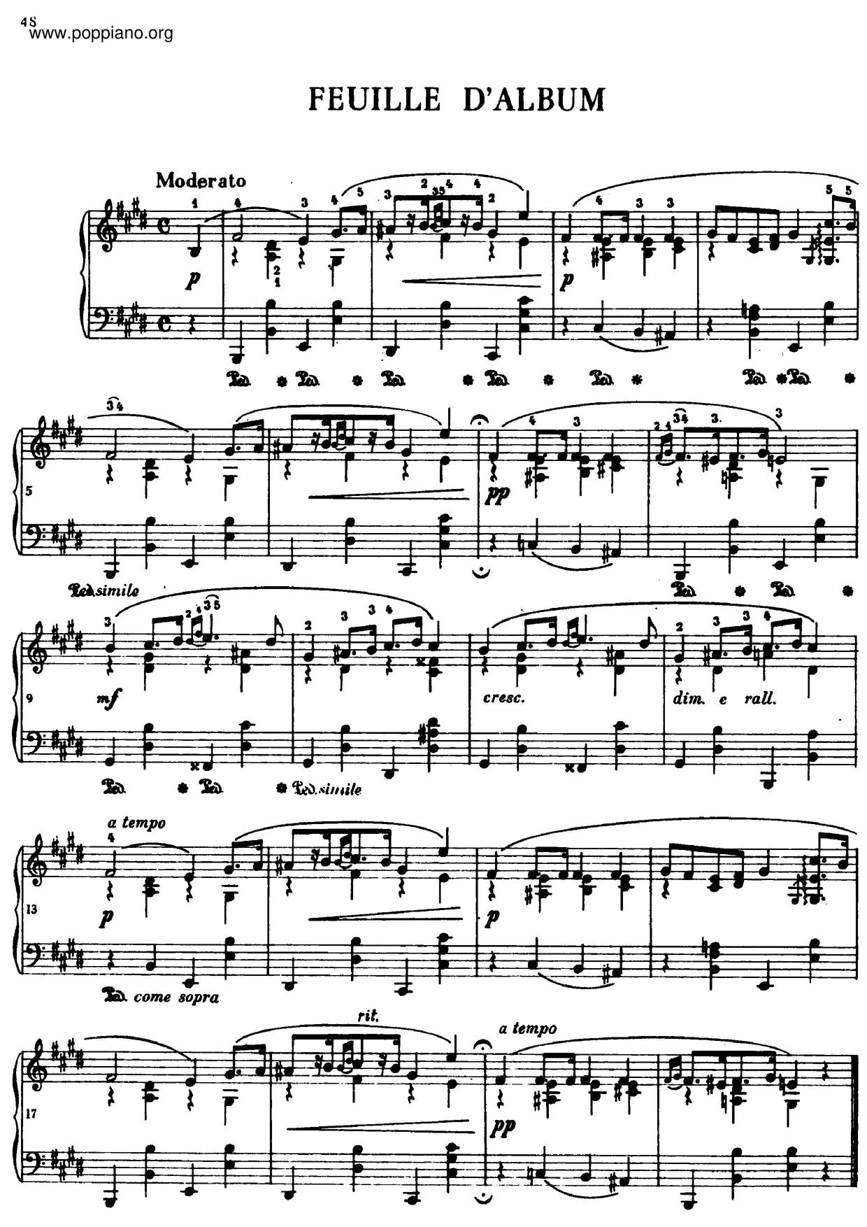 Albumleaf In E Major, B. 151 Score