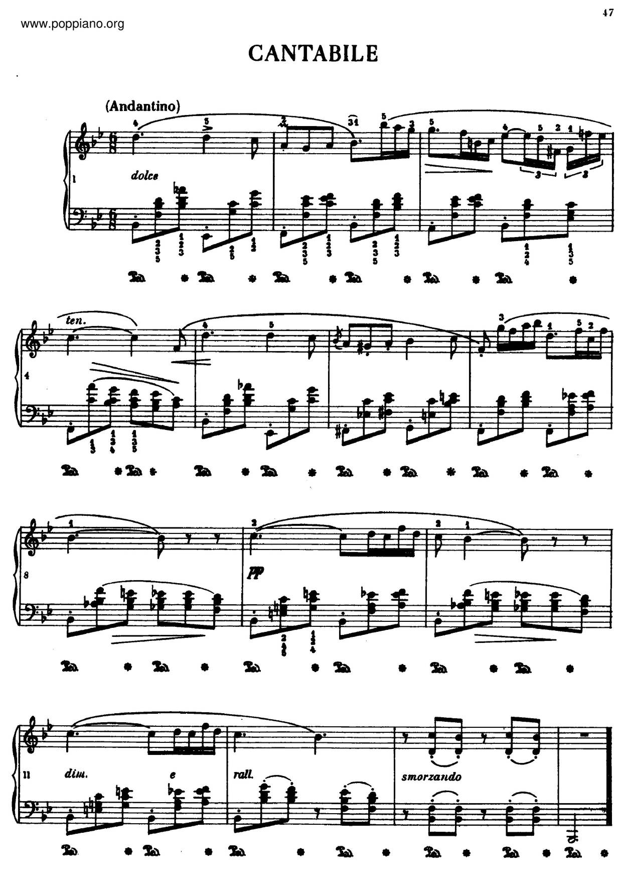 Cantabile In B-Flat Major, B. 84ピアノ譜