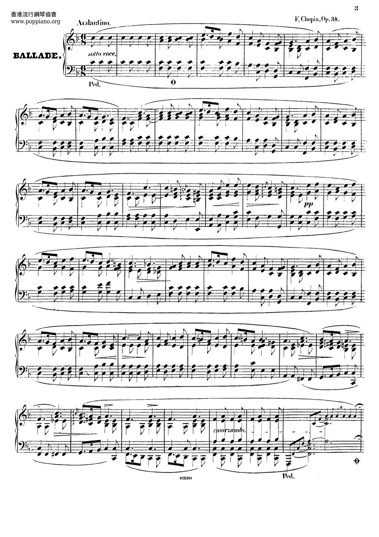 Ballade No. 2, Op. 38 Score
