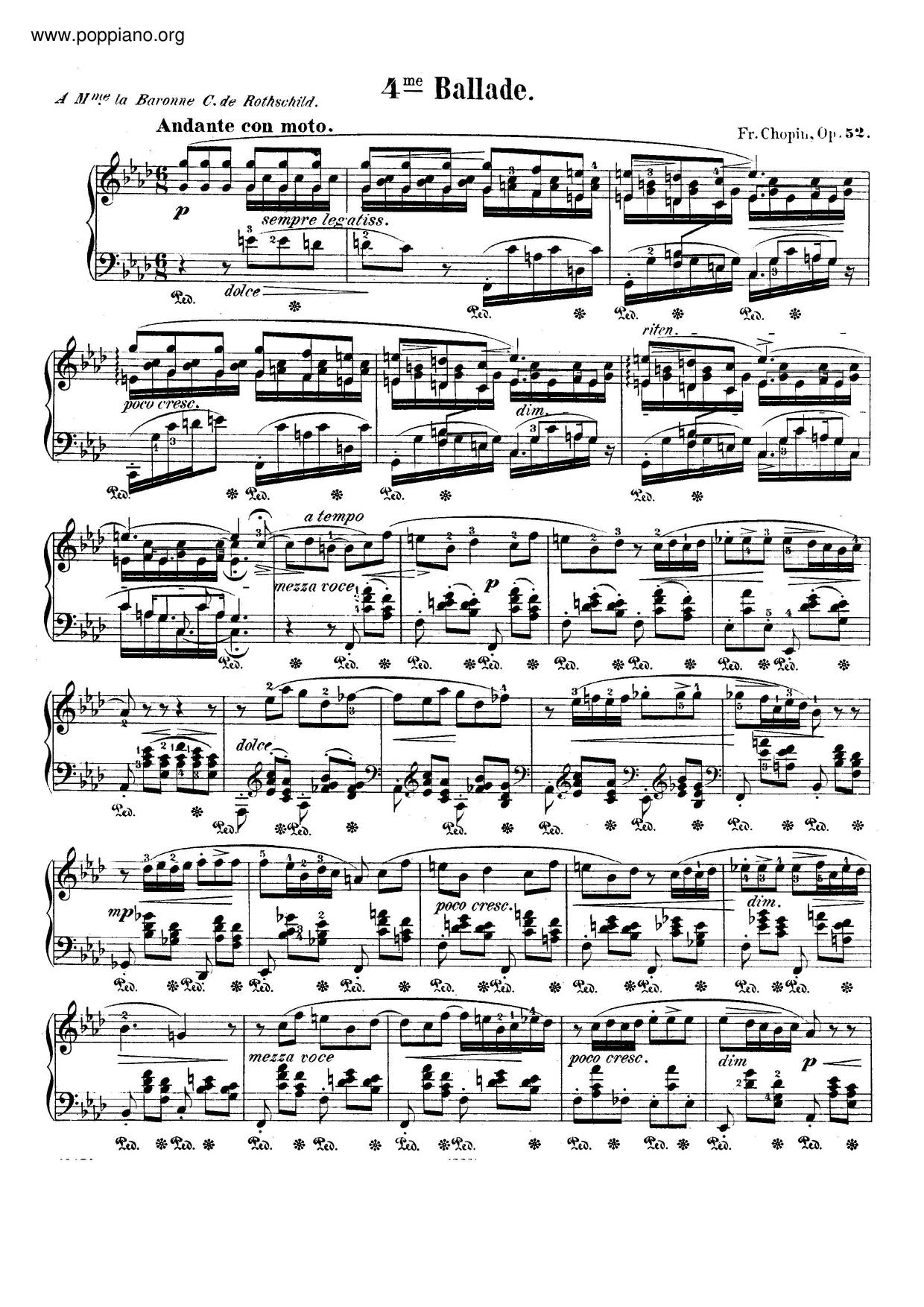 Ballade No. 4, Op. 52琴譜