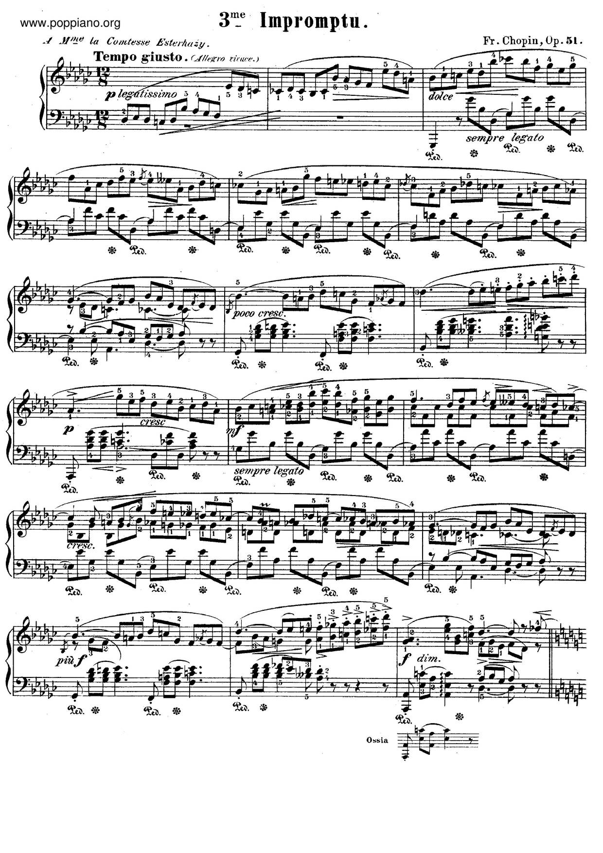 Impromptu No. 3 In G-Flat Major, Op. 51琴譜