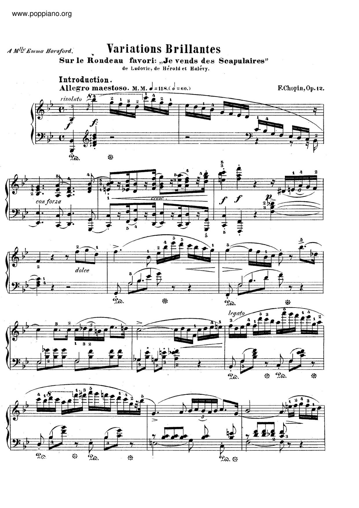 Variations Brillantes, Op. 12 Score