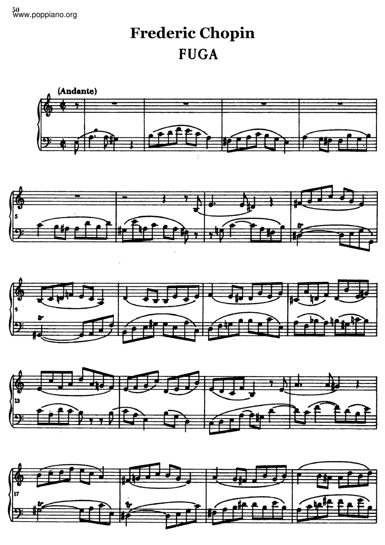 Fugue In A Minor, B. 144 Score