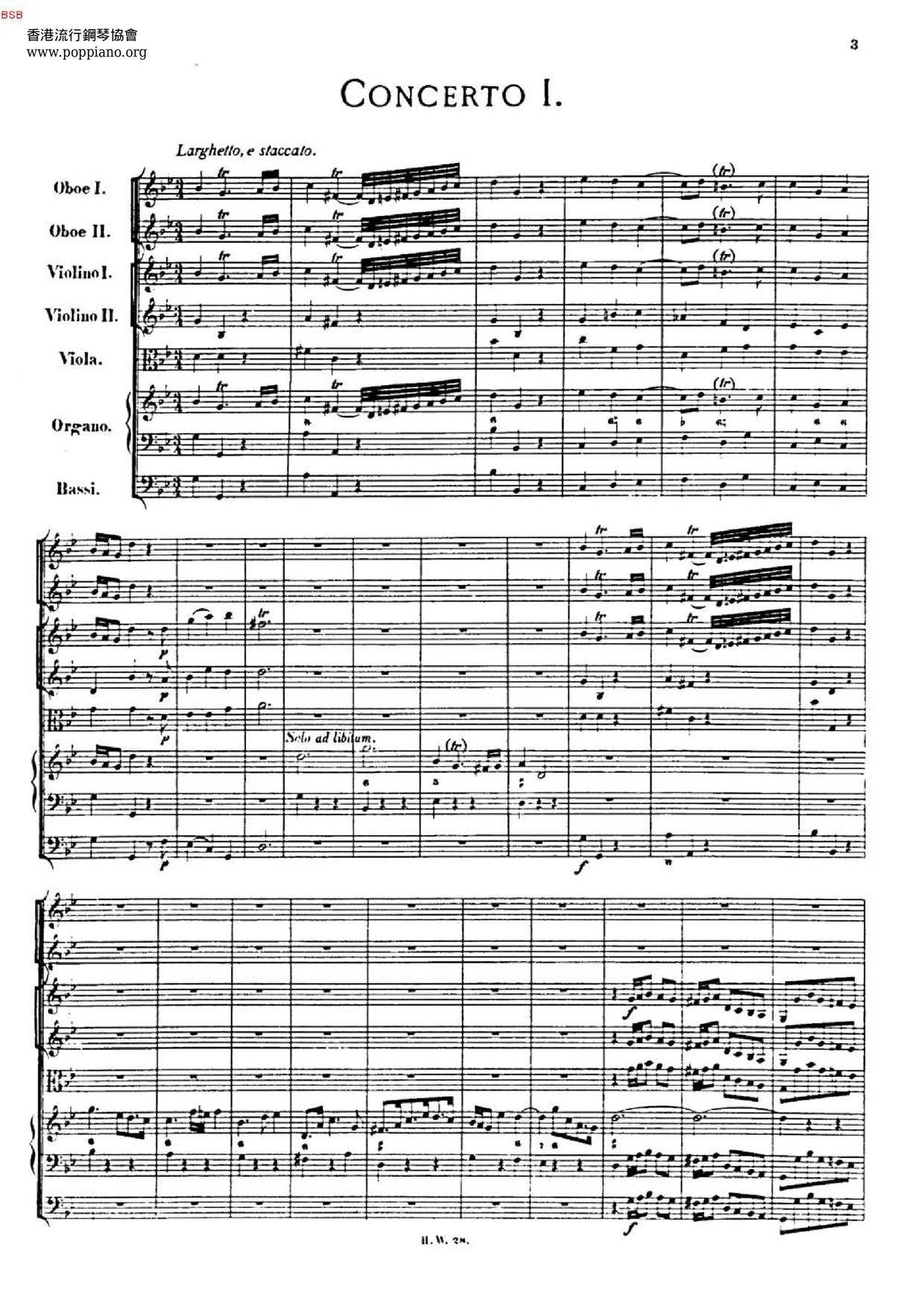 6 Organ Concertos, HWV 289-294ピアノ譜