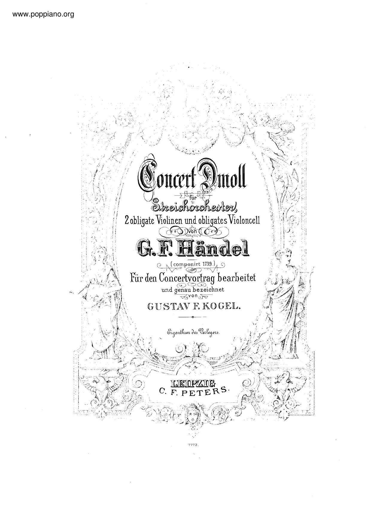 Concerto Grosso In D Minor, HWV 328ピアノ譜