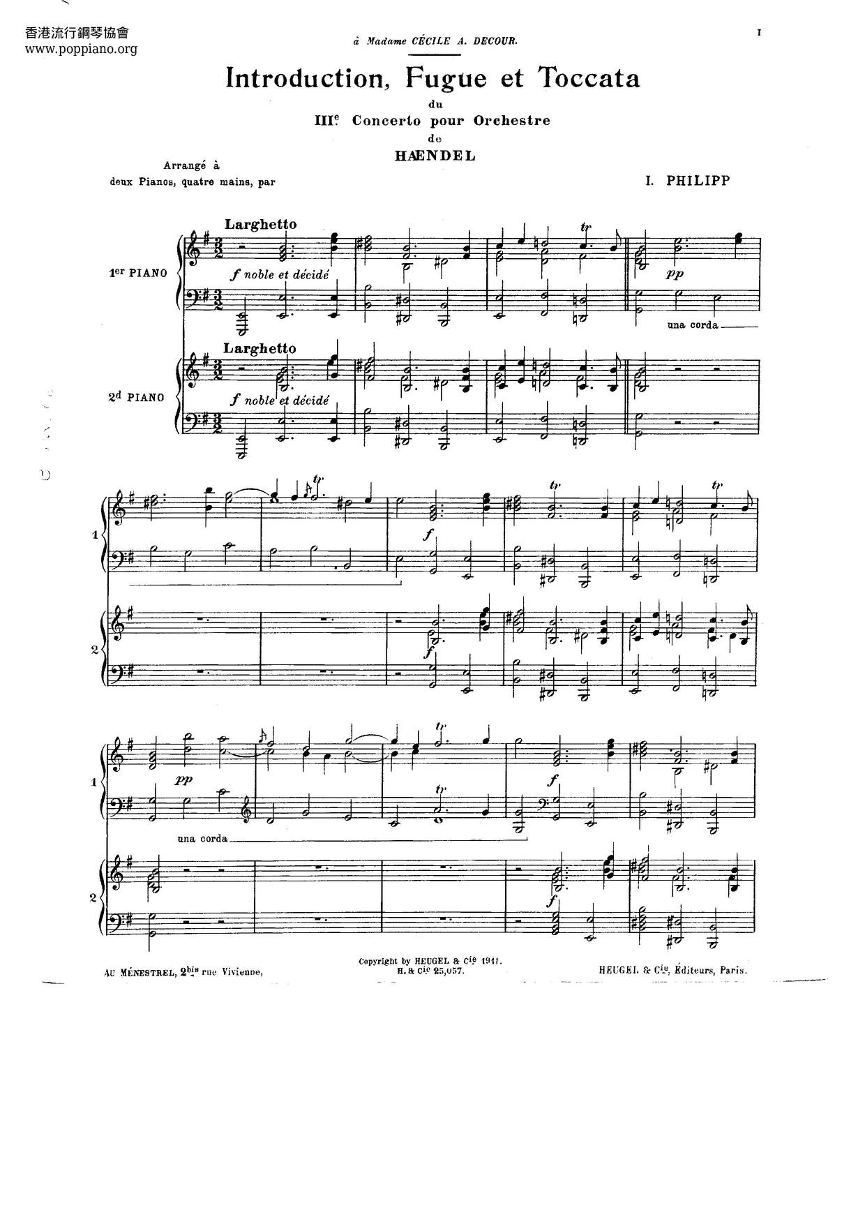 Concerto Grosso In E Minor, Op. 6 No. 3 - HWV 321琴譜