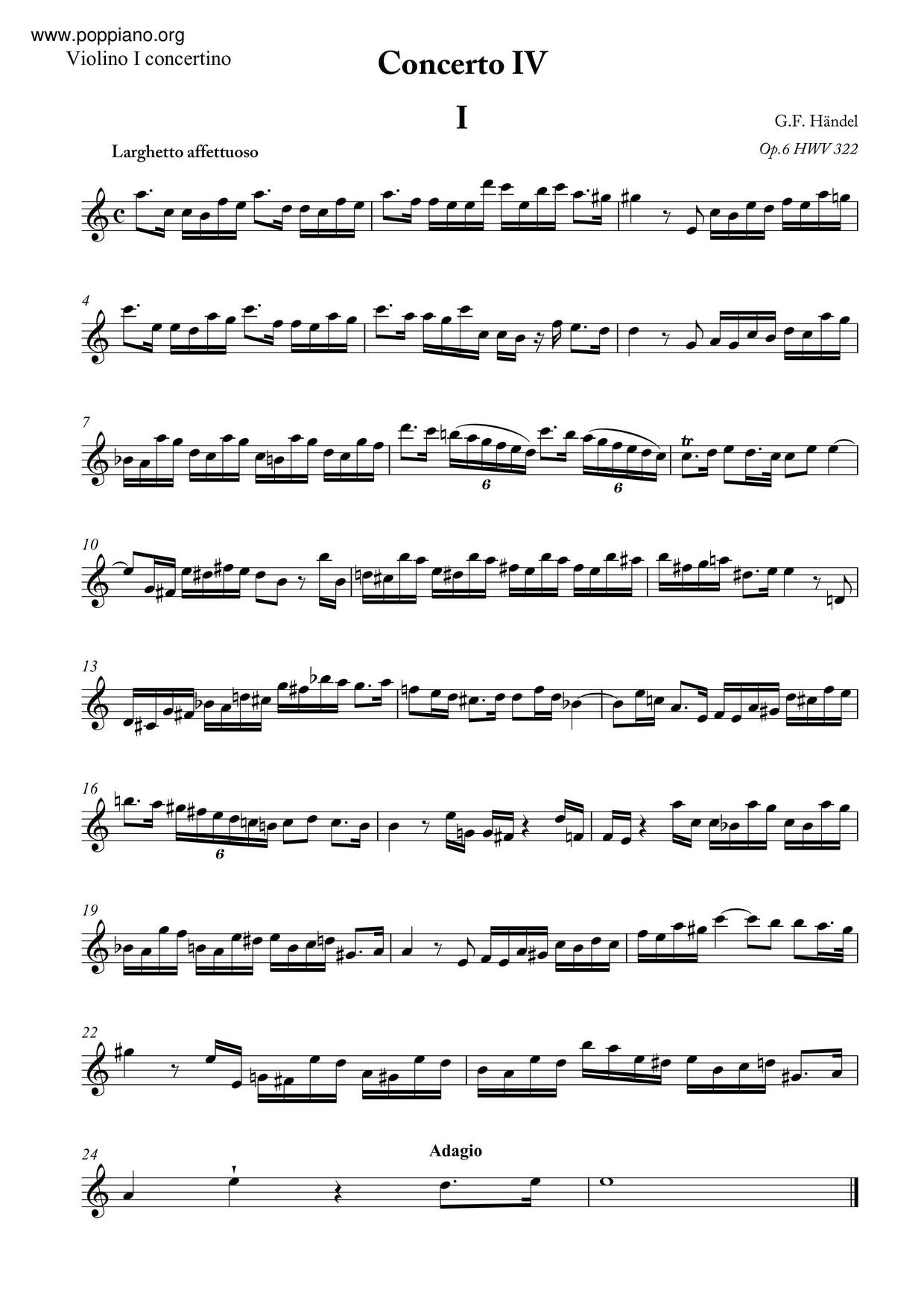 Concerto Grosso No. 4, HWV 322琴谱