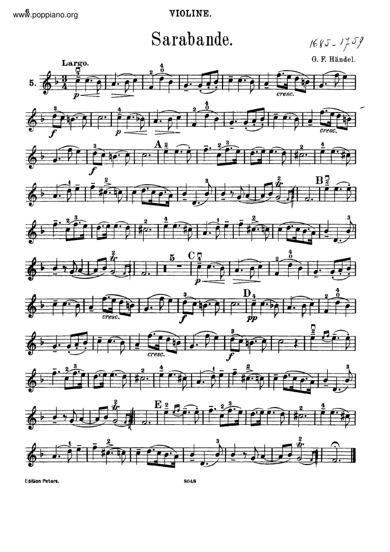 Oboe Concerto In G Minor, HWV 287ピアノ譜