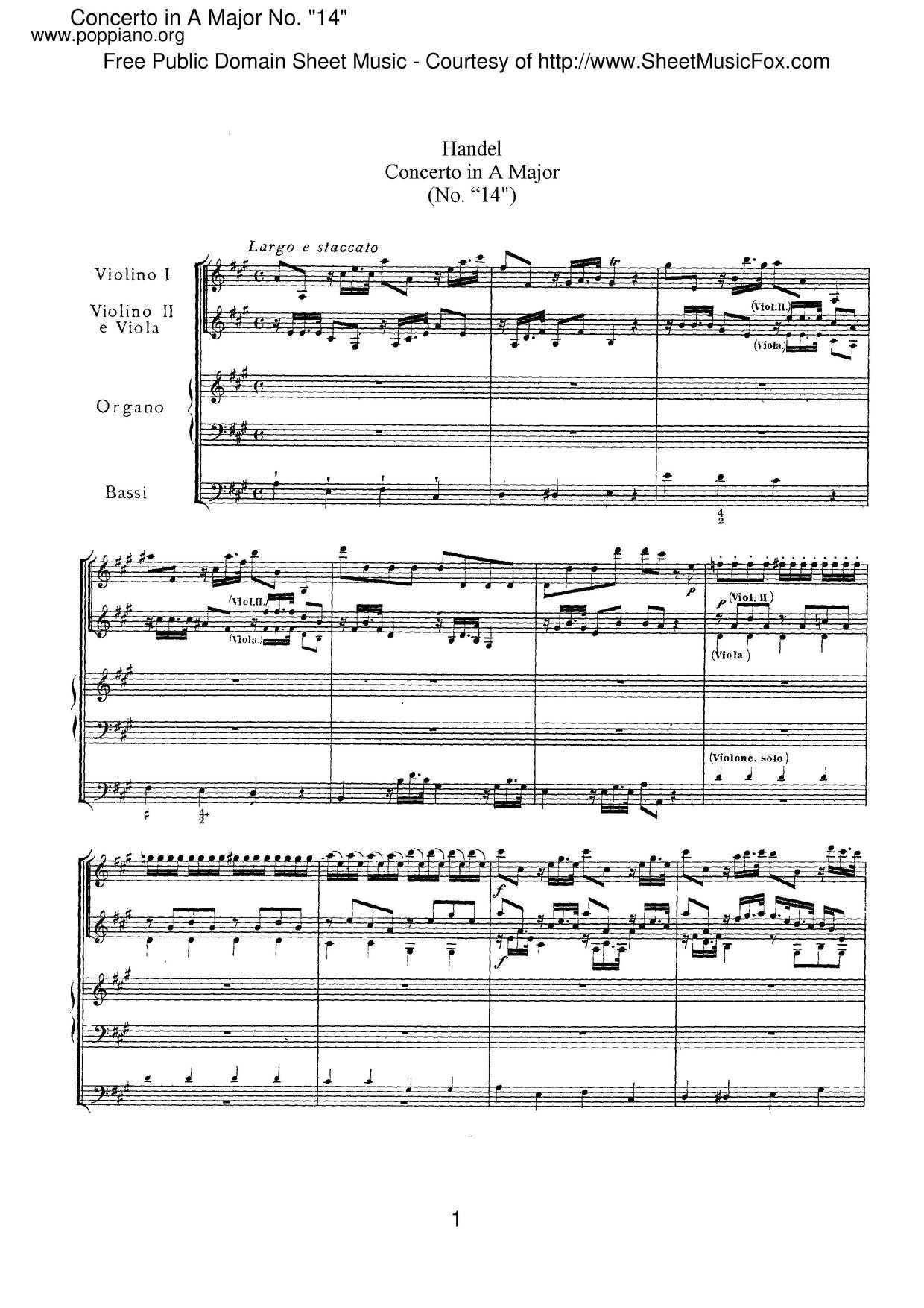 Organ Concerto, HWV 296A琴譜