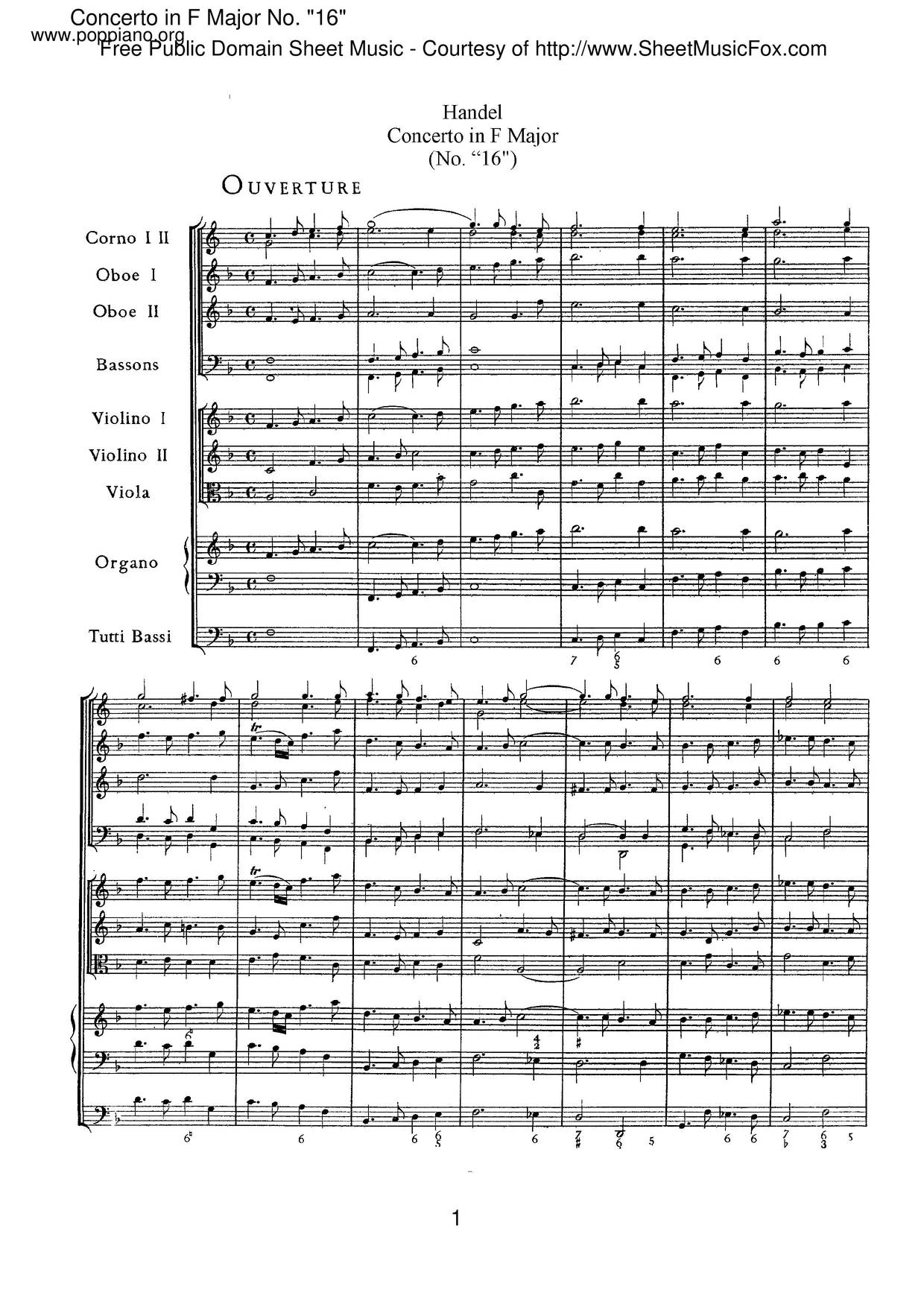 Organ Concerto, HWV 298ピアノ譜