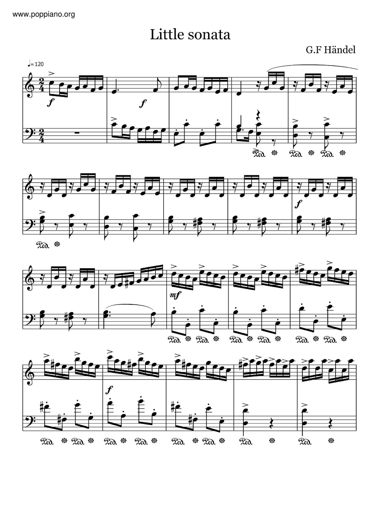 Keyboard Sonata In C Major, HWV 577琴譜