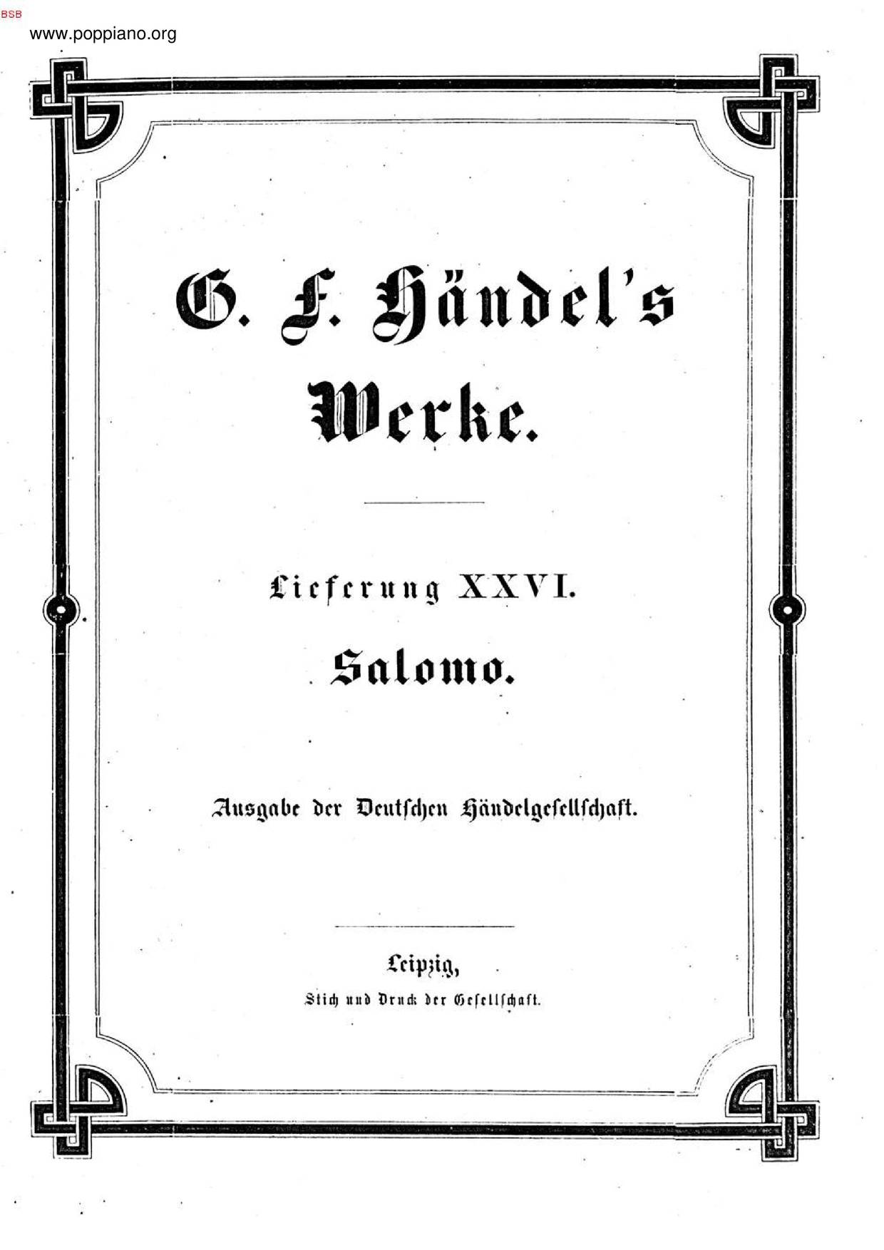 Solomon, HWV 67 / Act III: Sinfonia The Arrival of the Queen of Sheba Score