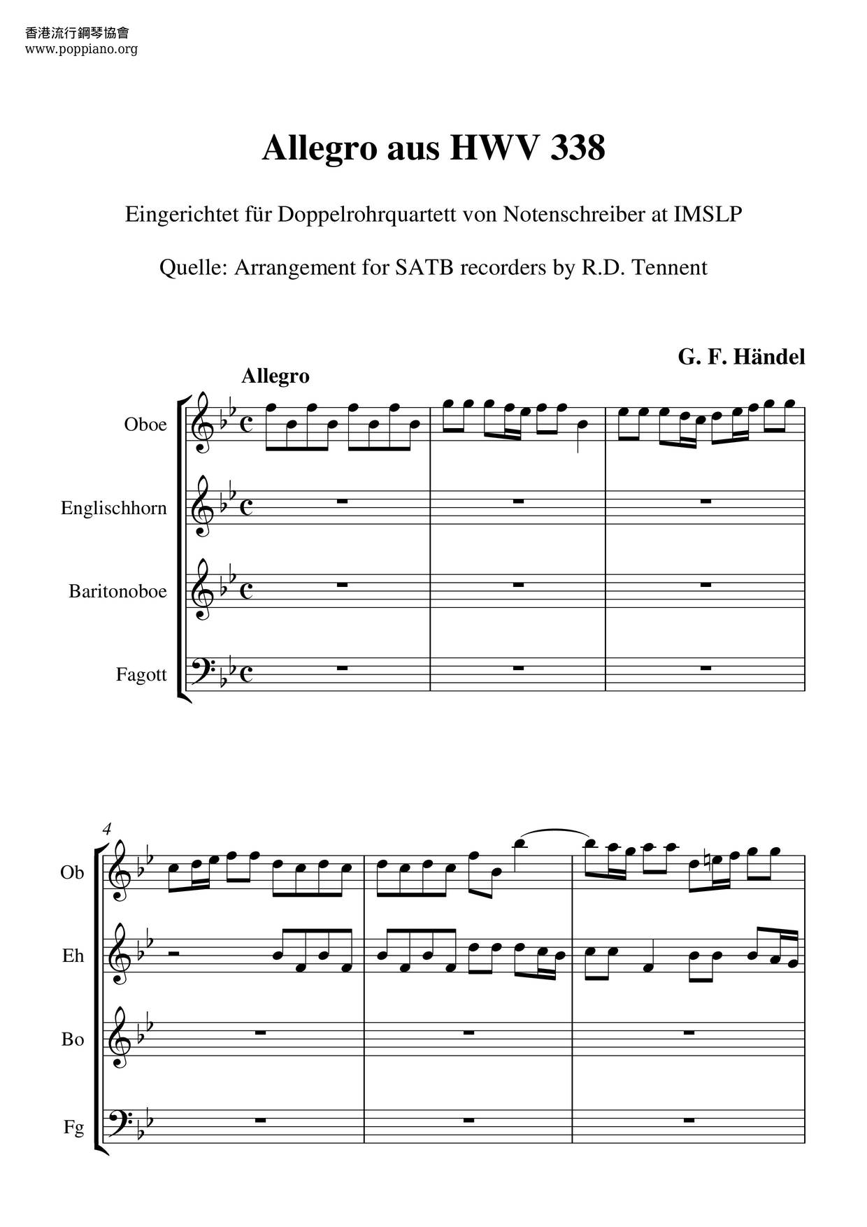 Adagio And Allegro, HWV 338ピアノ譜