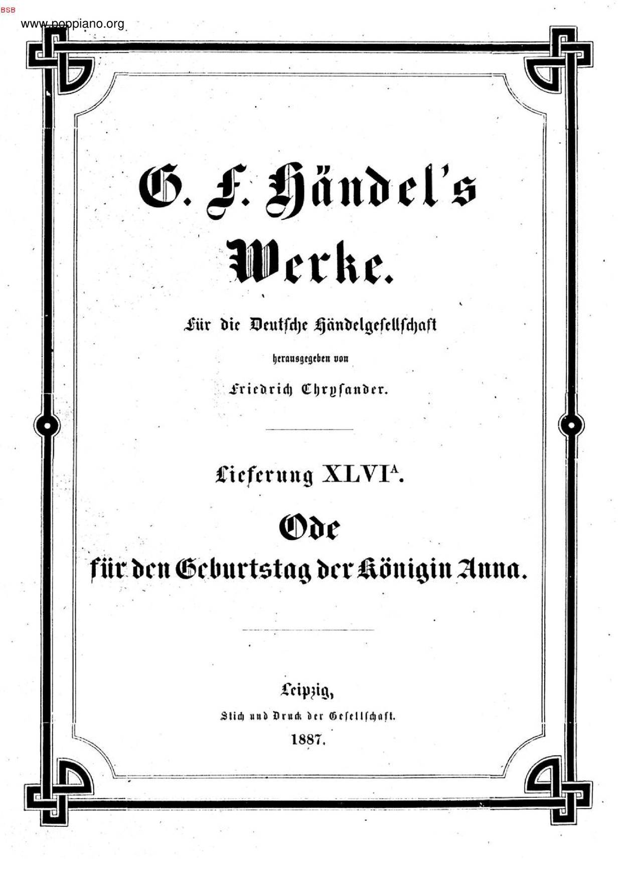 Ode For The Birthday Of Queen Anne, HWV 74 Score