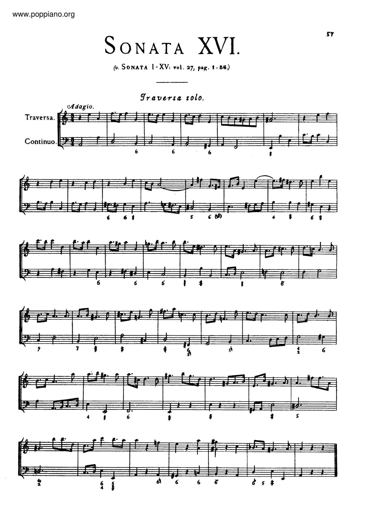 Flute Sonata In A Minor, HWV 374 Score
