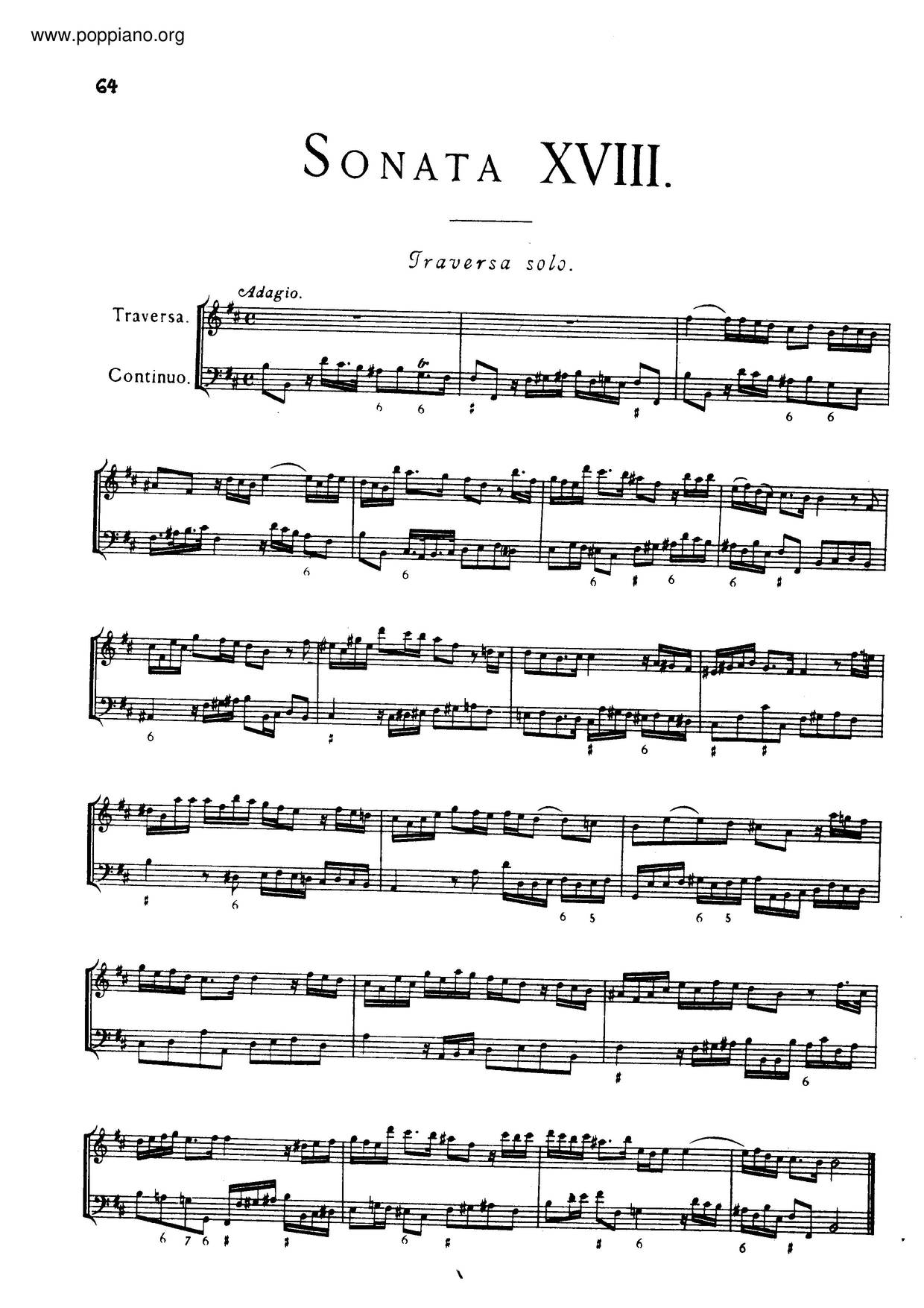 Flute Sonata In B Minor, HWV 376 Score