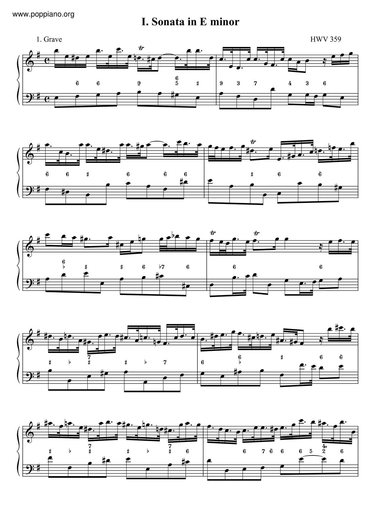 Flute Sonata In E Minor, HWV 359B琴谱