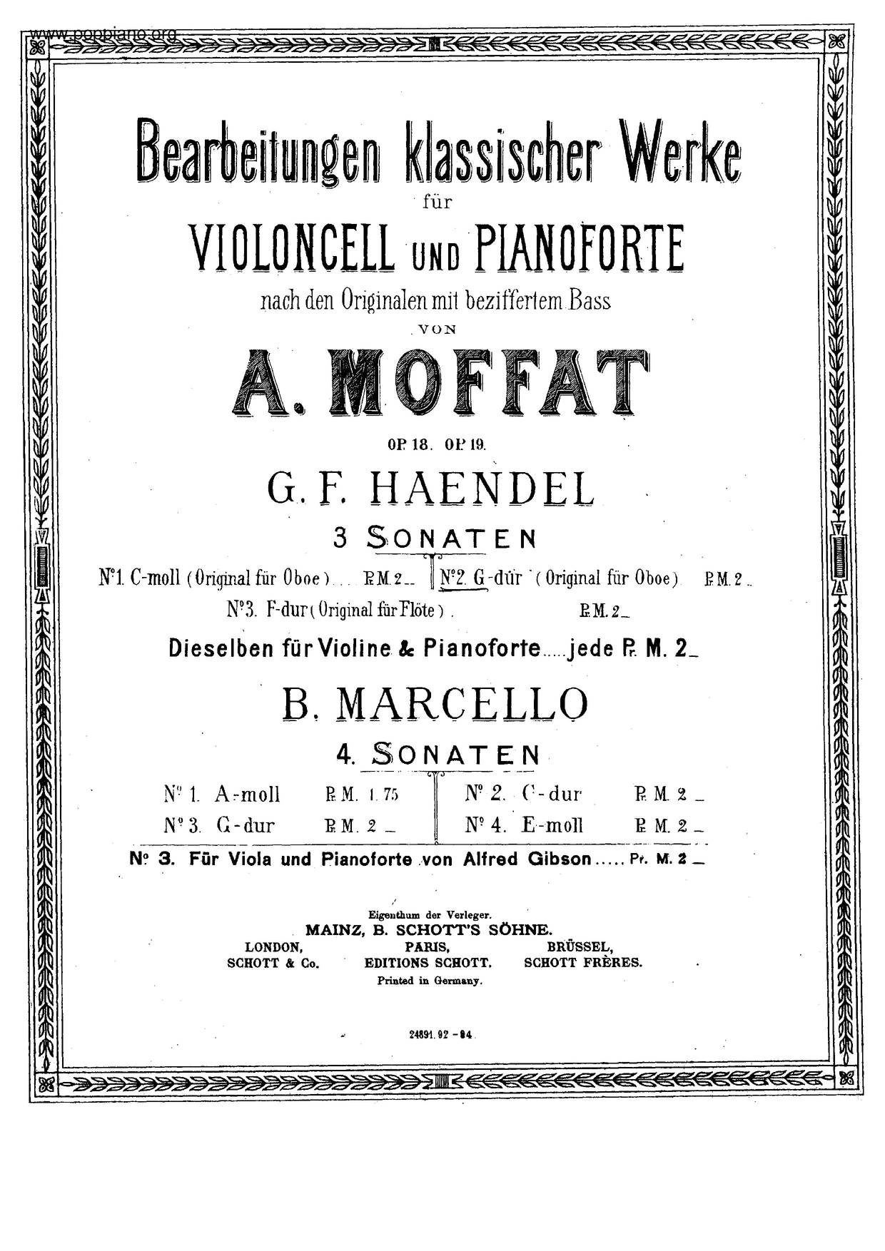 Flute Sonata In G Major, HWV 363B Score