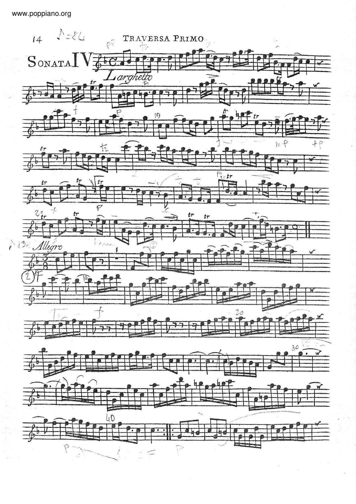 Trio Sonata In F Major, HWV 389 Score