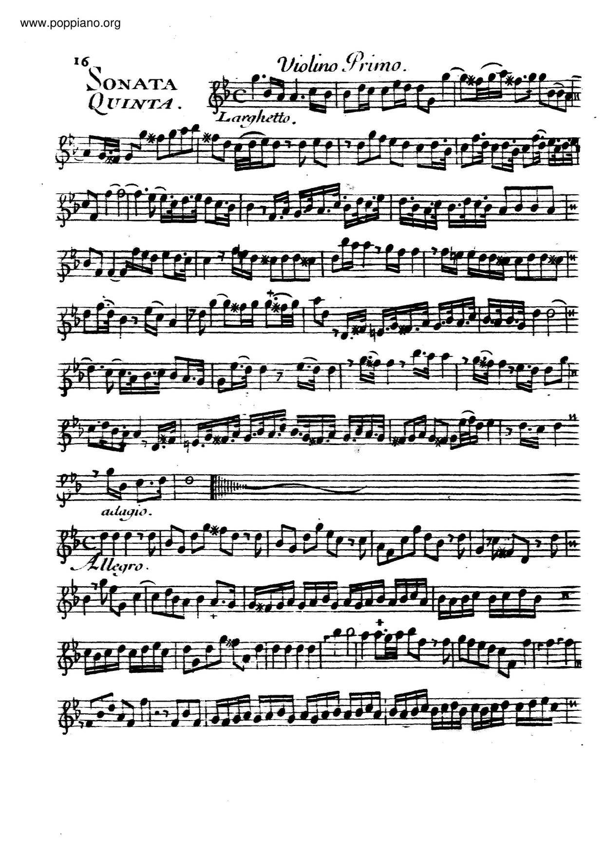 Trio Sonata In G Minor, HWV 390 Score