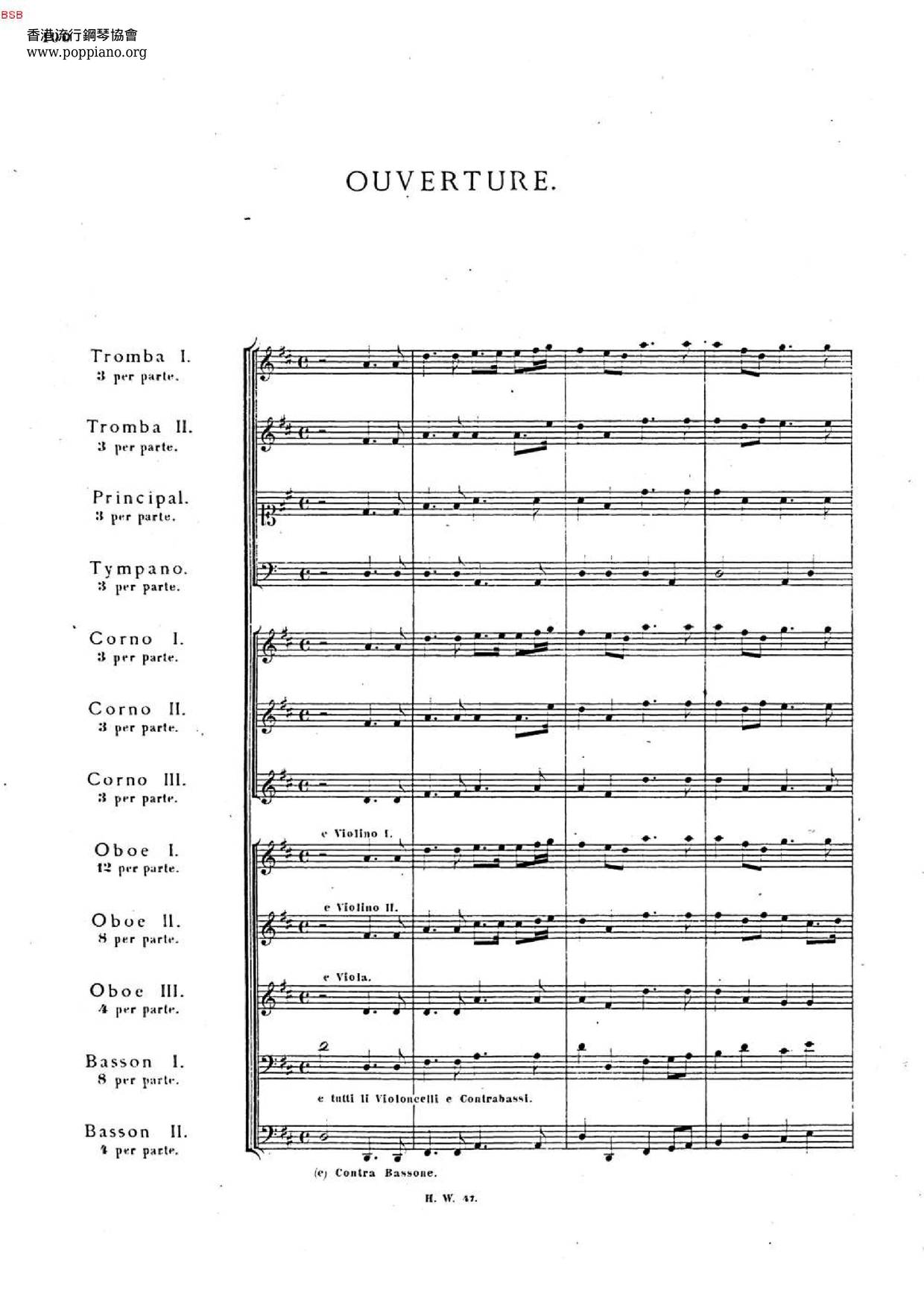 Music For The Royal Fireworks, HWV 351 Score